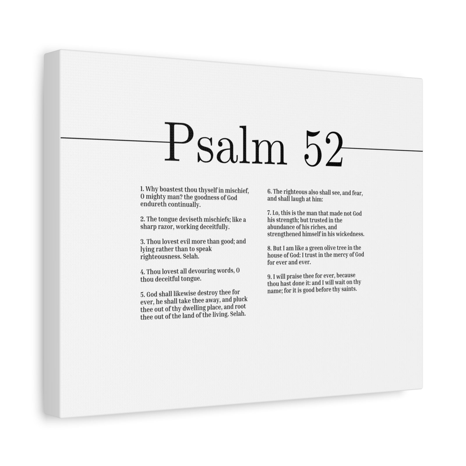 Scripture Canvas The House Of God Psalm 52 Christian Wall Art Bible Verse Print Ready to Hang-Express Your Love Gifts