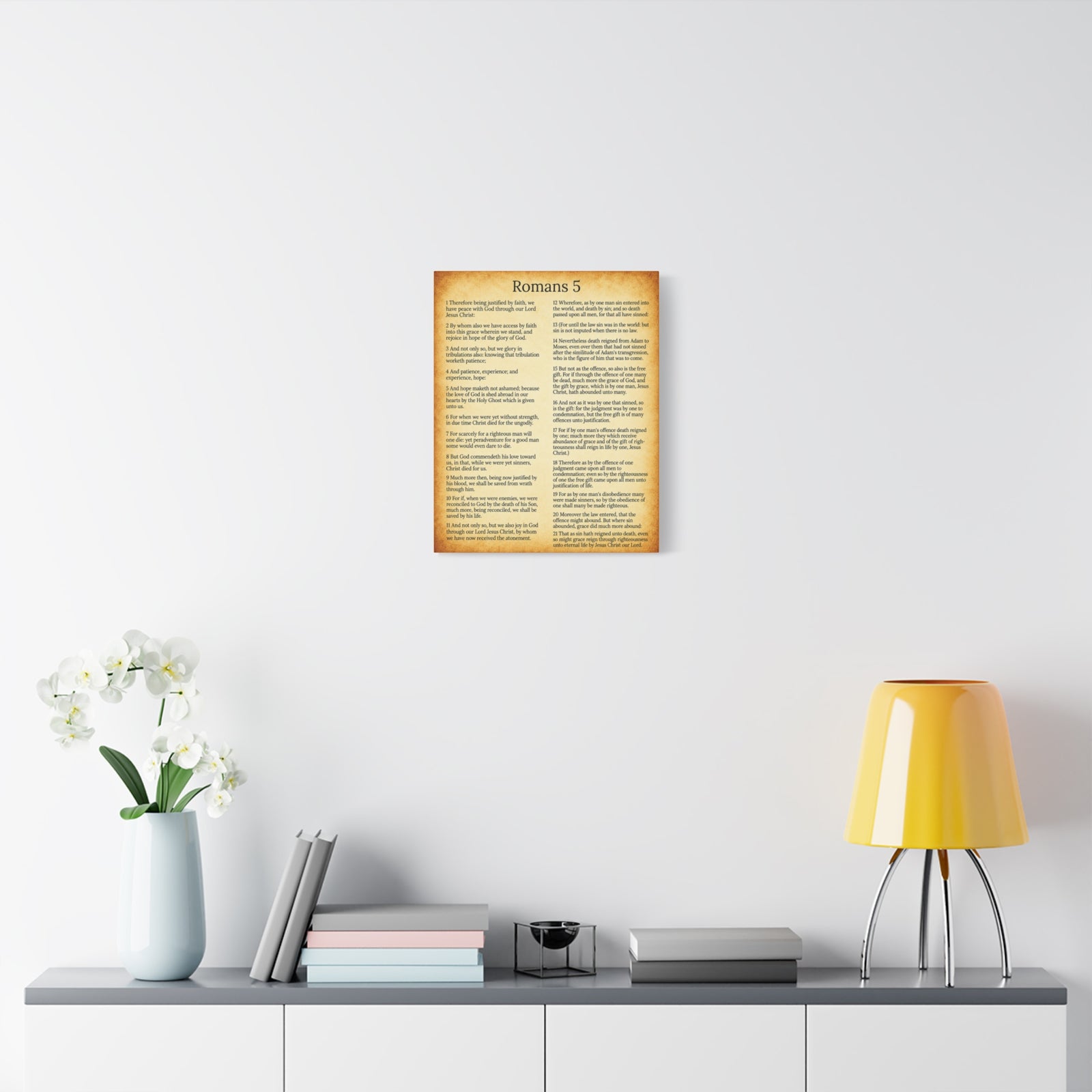 Scripture Walls Romans 5 Gold Christian Wall Art Print Ready to Hang Unframed-Express Your Love Gifts