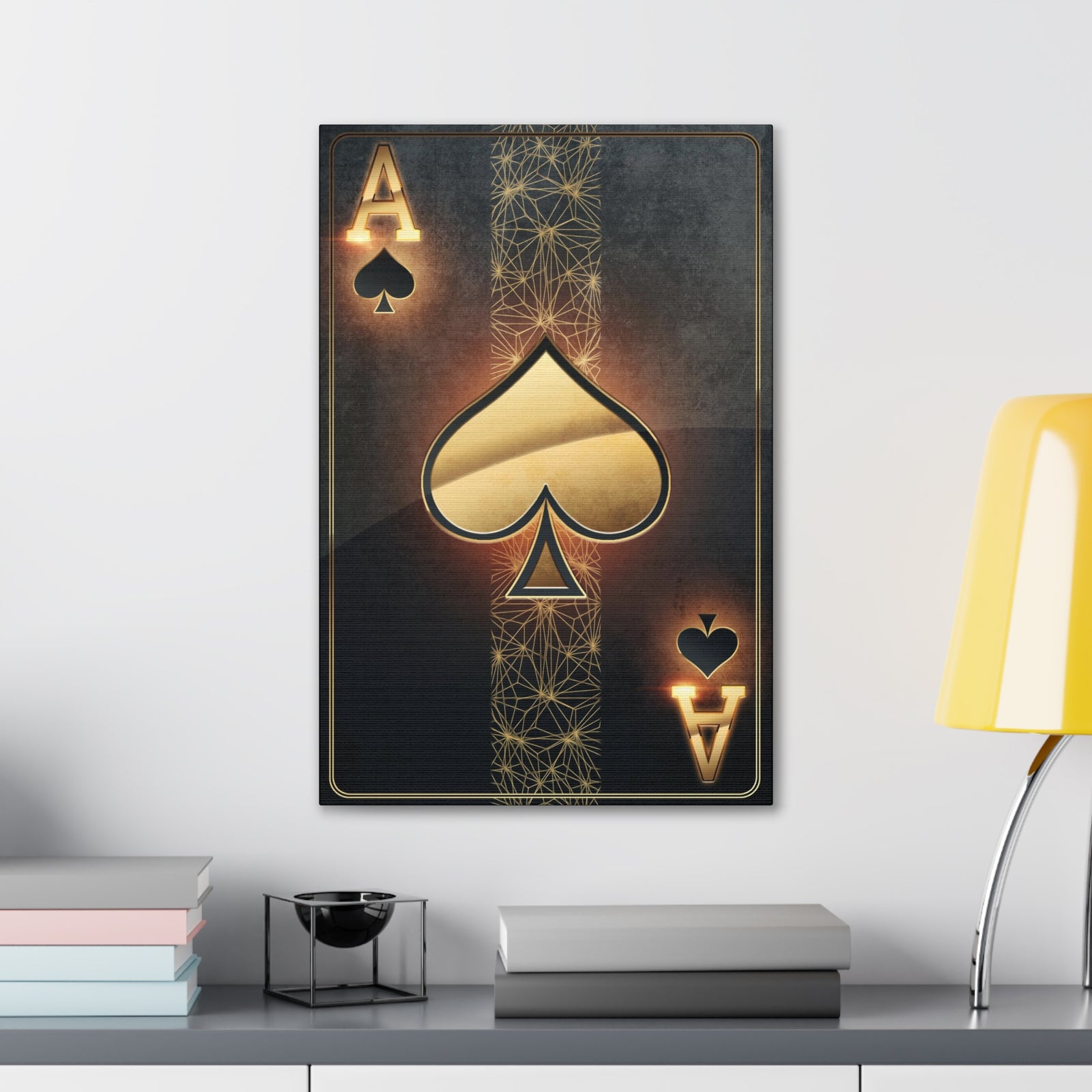Black Gold Ace Of Hearts Playing Card Canvas Wall Art for Home Decor Ready-to-Hang-Express Your Love Gifts