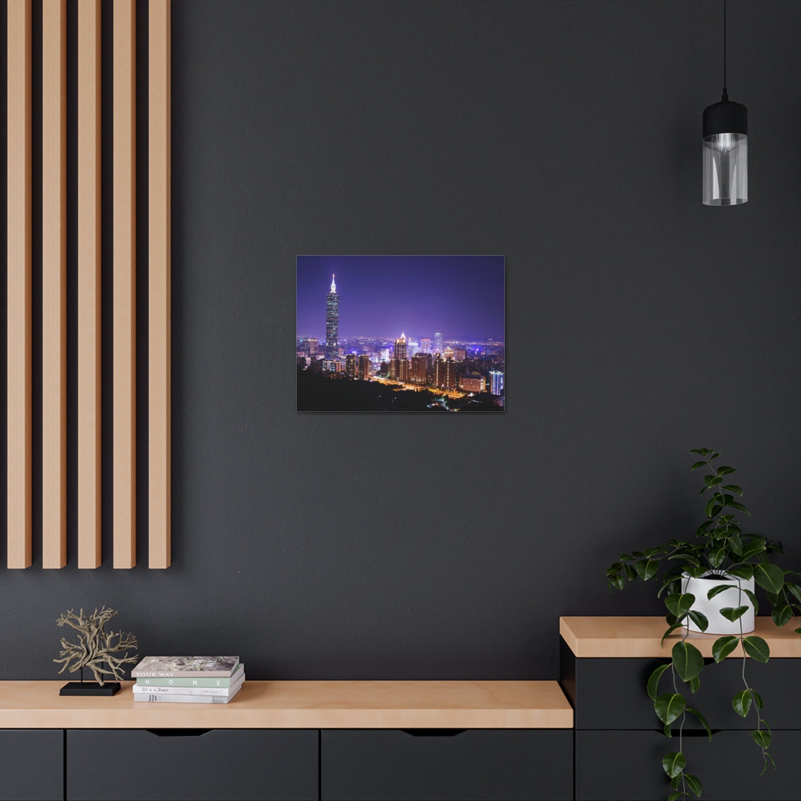 Taipei Night Skyline Canvas Artwork High-Quality Breathtaking Stunning Cityscape for Home Decor Ready to Hang-Express Your Love Gifts