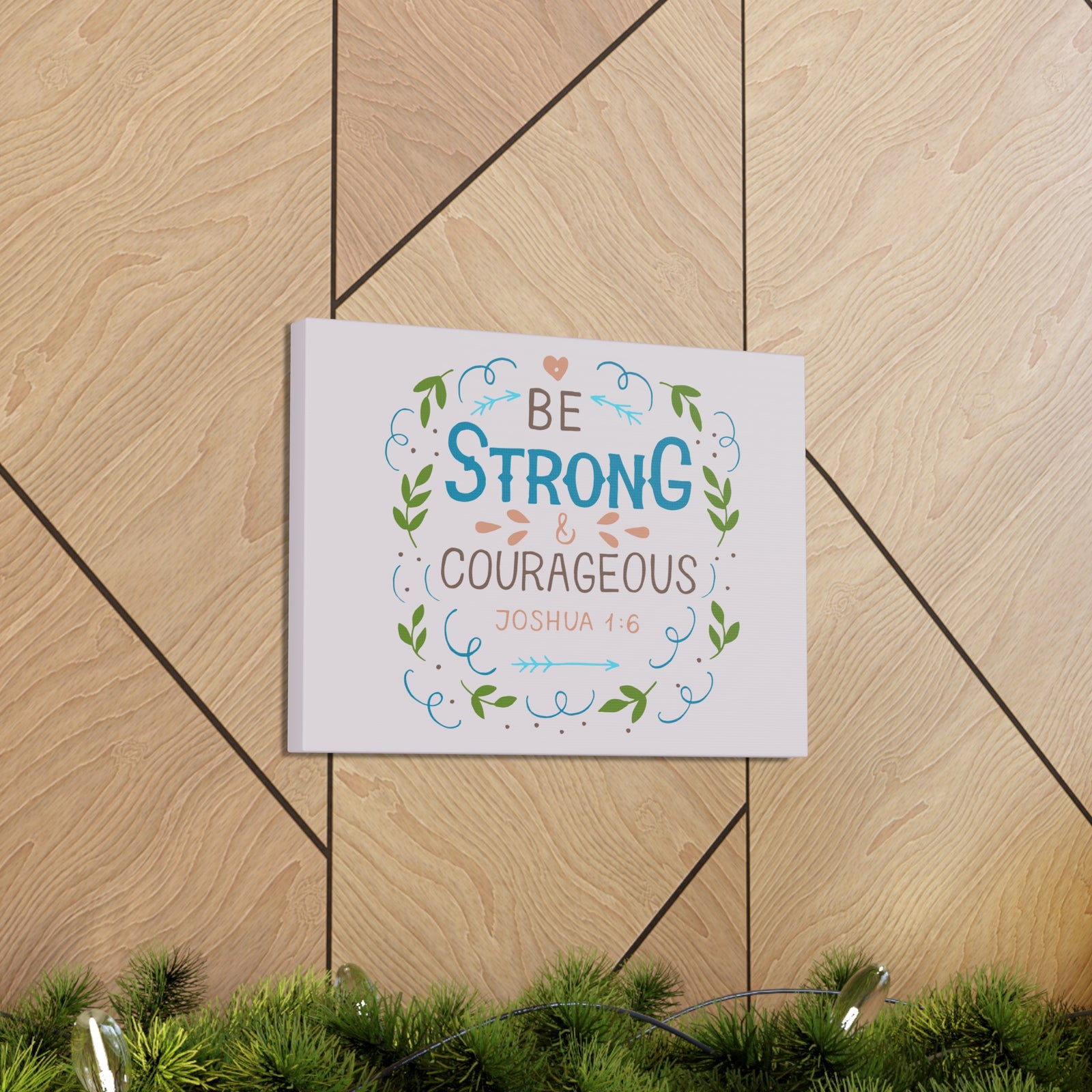 Scripture Canvas Be Strong And Courageous Joshua 1:6 Christian Wall Art Bible Verse Print Ready To Hang-Express Your Love Gifts