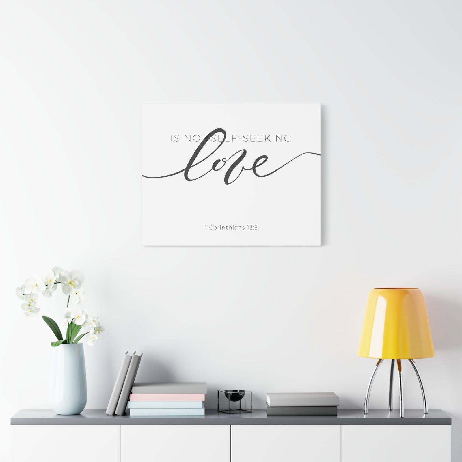 Scripture Canvas Love Cursive 1 Corinthians 13:5 Christian Wall Art Bible Verse Print Ready to Hang-Express Your Love Gifts