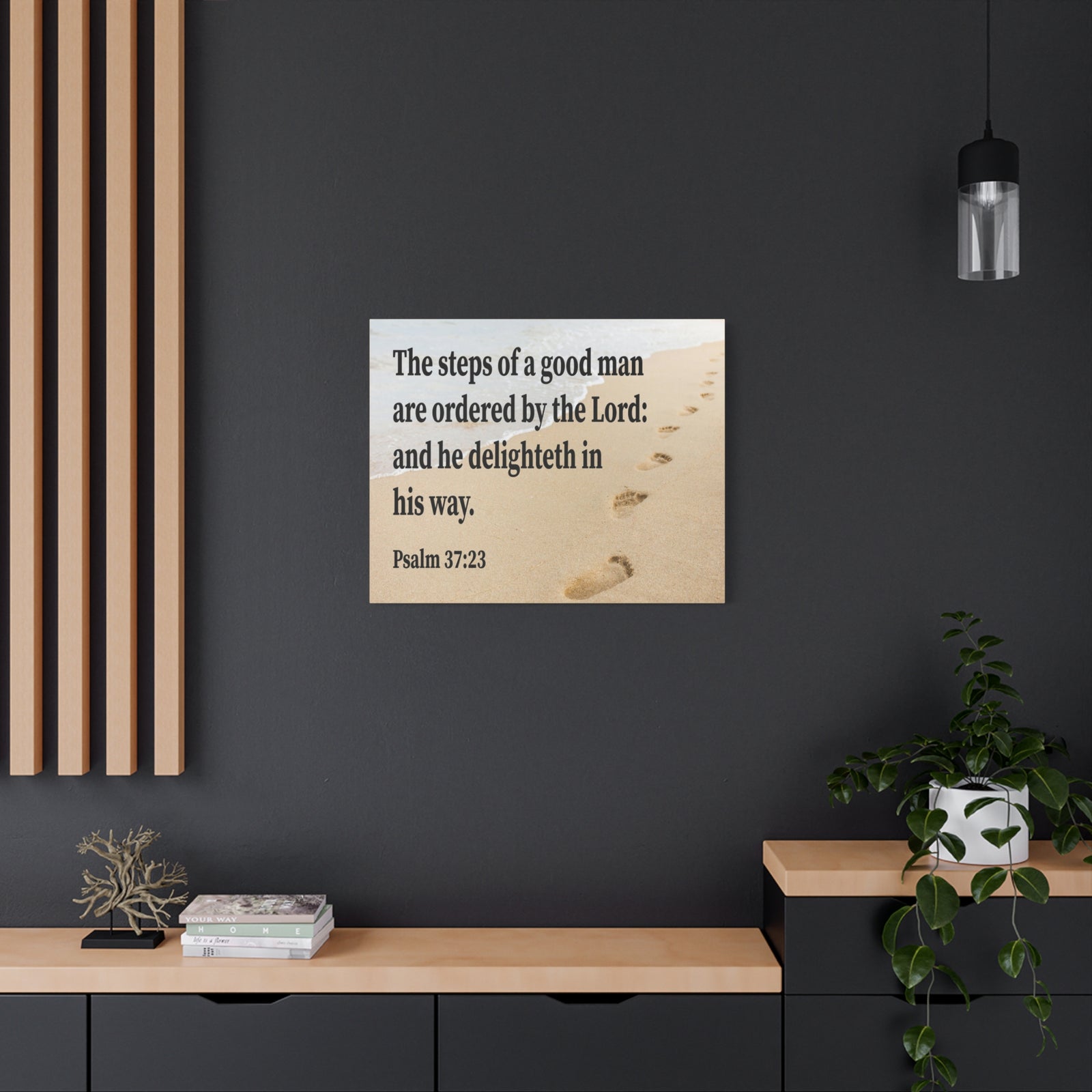 Scripture Walls Psalm 37:23 Steps of a Good Man Scripture Bible Verse Canvas Christian Wall Art Ready to Hang Unframed-Express Your Love Gifts