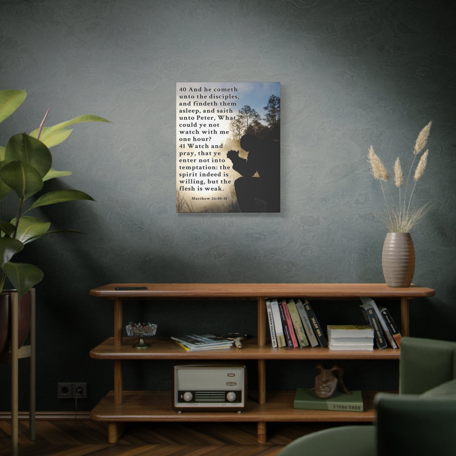 Matthew 26:40-41 Watch and Pray Bible Verse Canvas – Christian Wall Art, Ready to Hang-Express Your Love Gifts