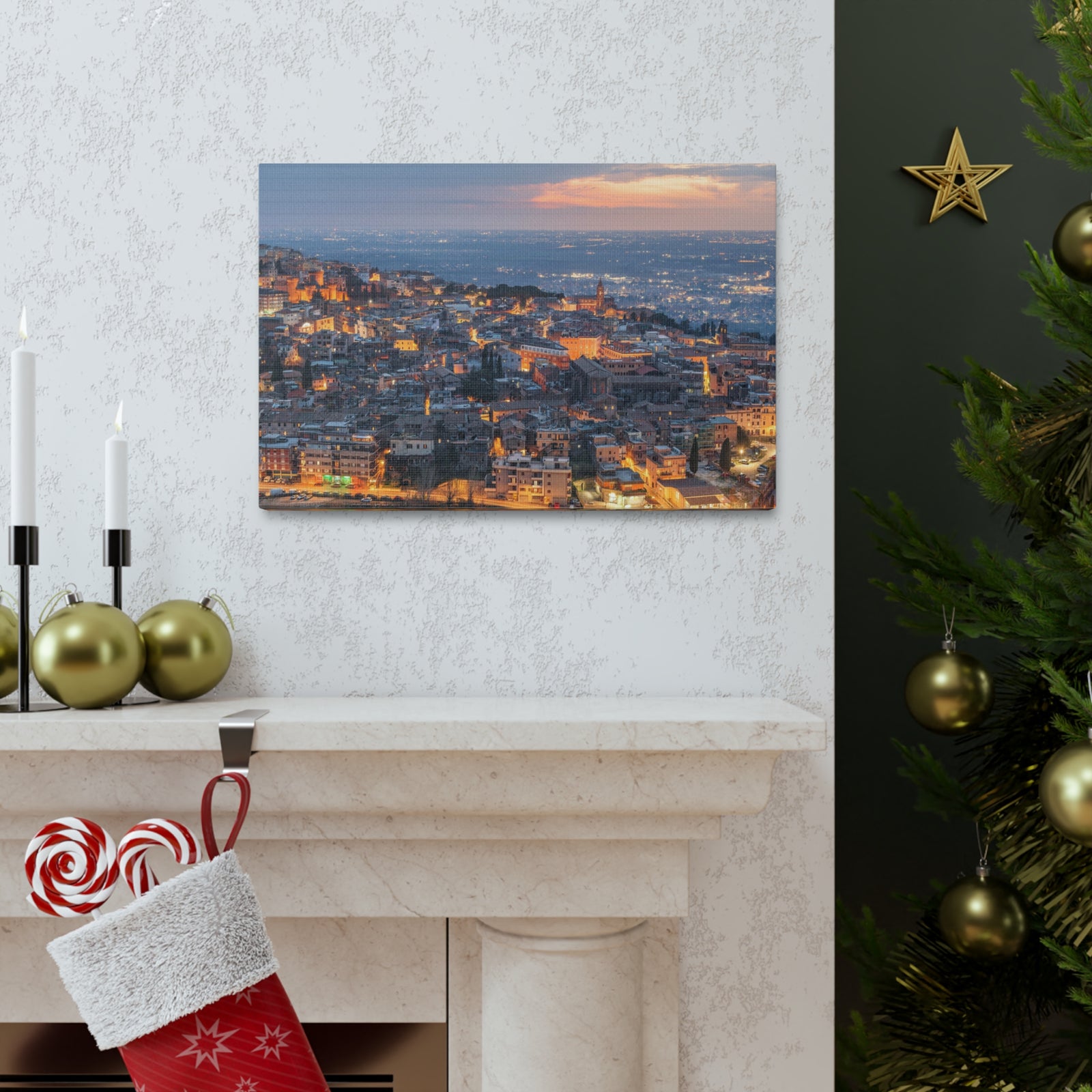 Rome Night Skyline Canvas Artwork High-Quality Breathtaking Stunning Cityscape for Home Decor Ready to Hang-Express Your Love Gifts