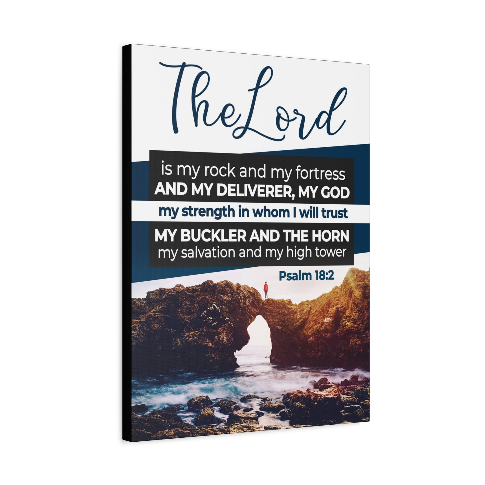 Scripture Canvas The Lord is My Rock Psalm 18:2 KJV Christian Wall Art Bible Verse Print Ready to Hang-Express Your Love Gifts