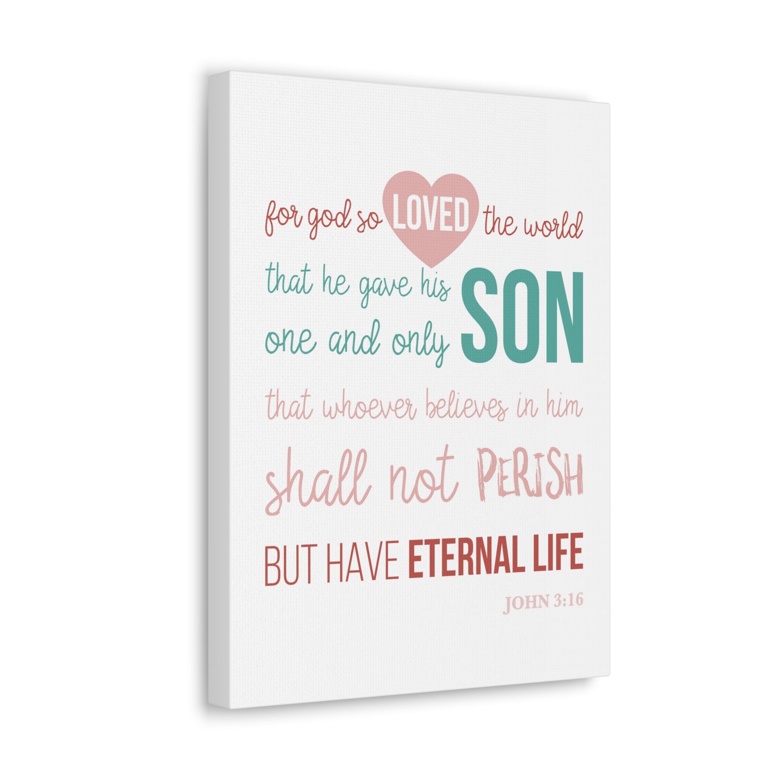 Scripture Canvas For God So Love John 3:16 Christian Wall Art Bible Verse Print Ready To Hang-Express Your Love Gifts