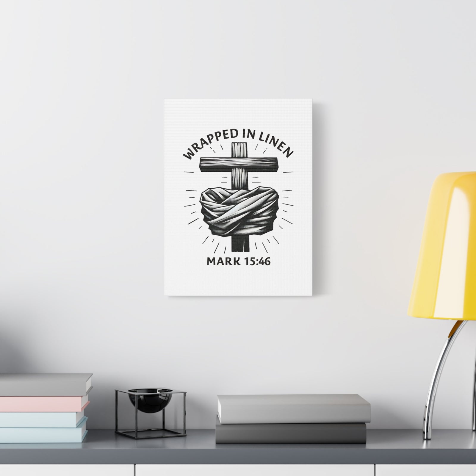 Scripture Walls Mark 15:46 Wrapped in Linen Bible Verse Canvas Christian Wall Art Ready to Hang Unframed-Express Your Love Gifts