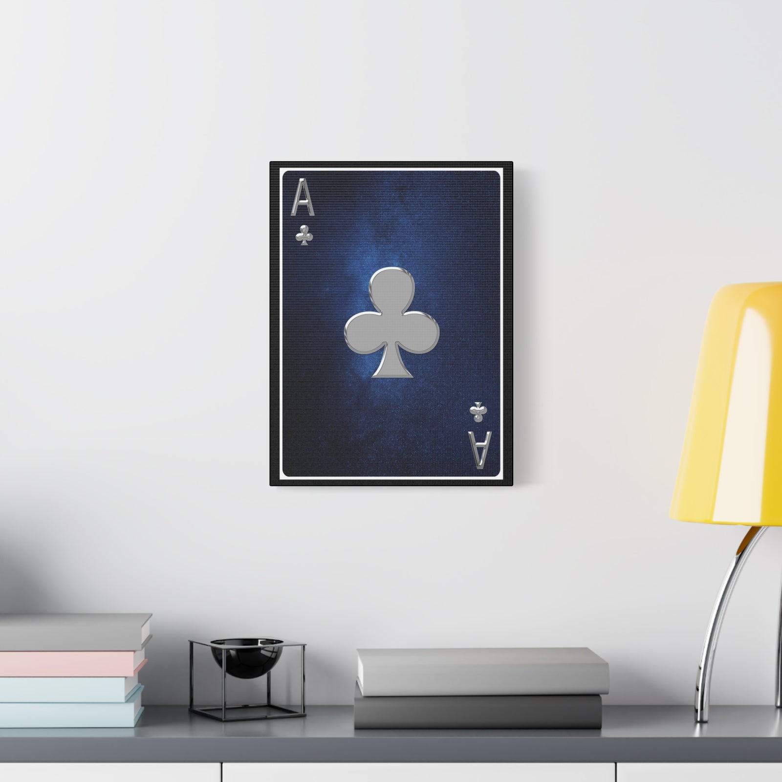 Ace Of Clubs Space Background Playing Card Canvas Wall Art for Home Decor Ready-to-Hang-Express Your Love Gifts