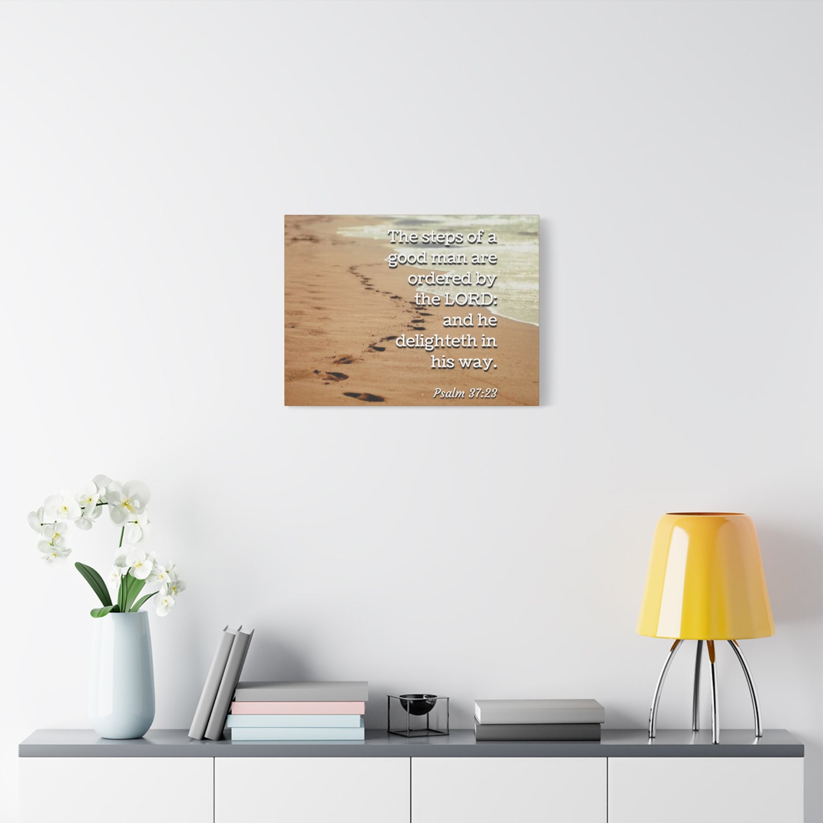 Scripture Canvas The Steps Psalm 37:23 Christian Wall Art Bible Verse Print Ready to Hang-Express Your Love Gifts
