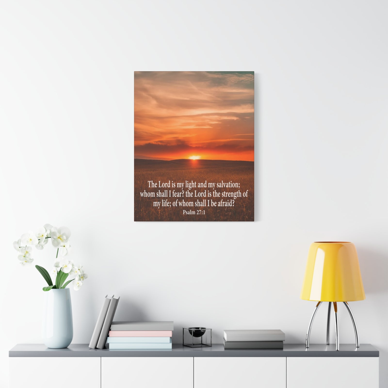 Bible Verse Canvas Lord is My Salvation Psalm 27:1 Christian Wall Décor Scripture Art Ready to Hang-Express Your Love Gifts