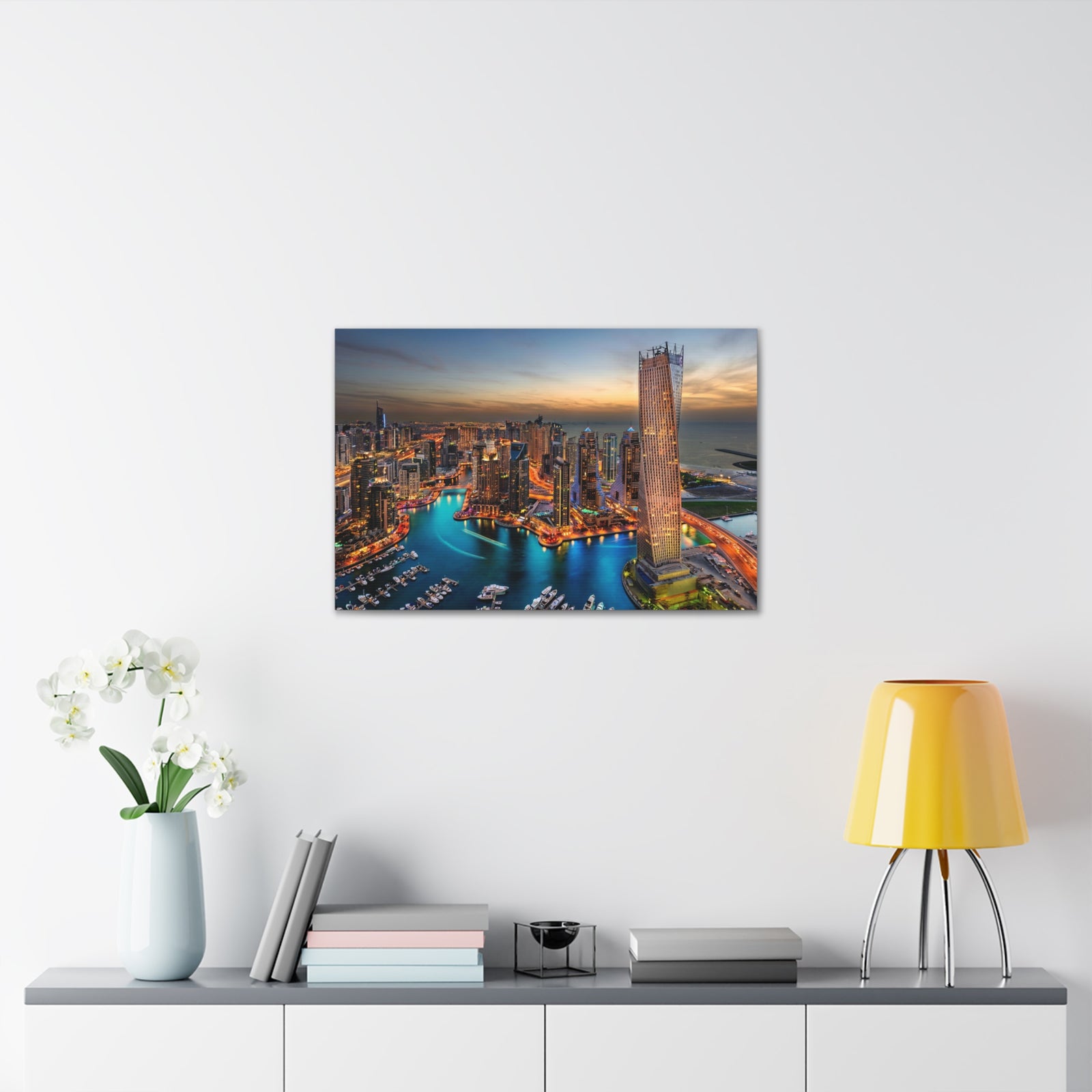 Dubai Night Skyline Canvas Artwork High-Quality Breathtaking Stunning Cityscape for Home Decor Ready to Hang-Express Your Love Gifts