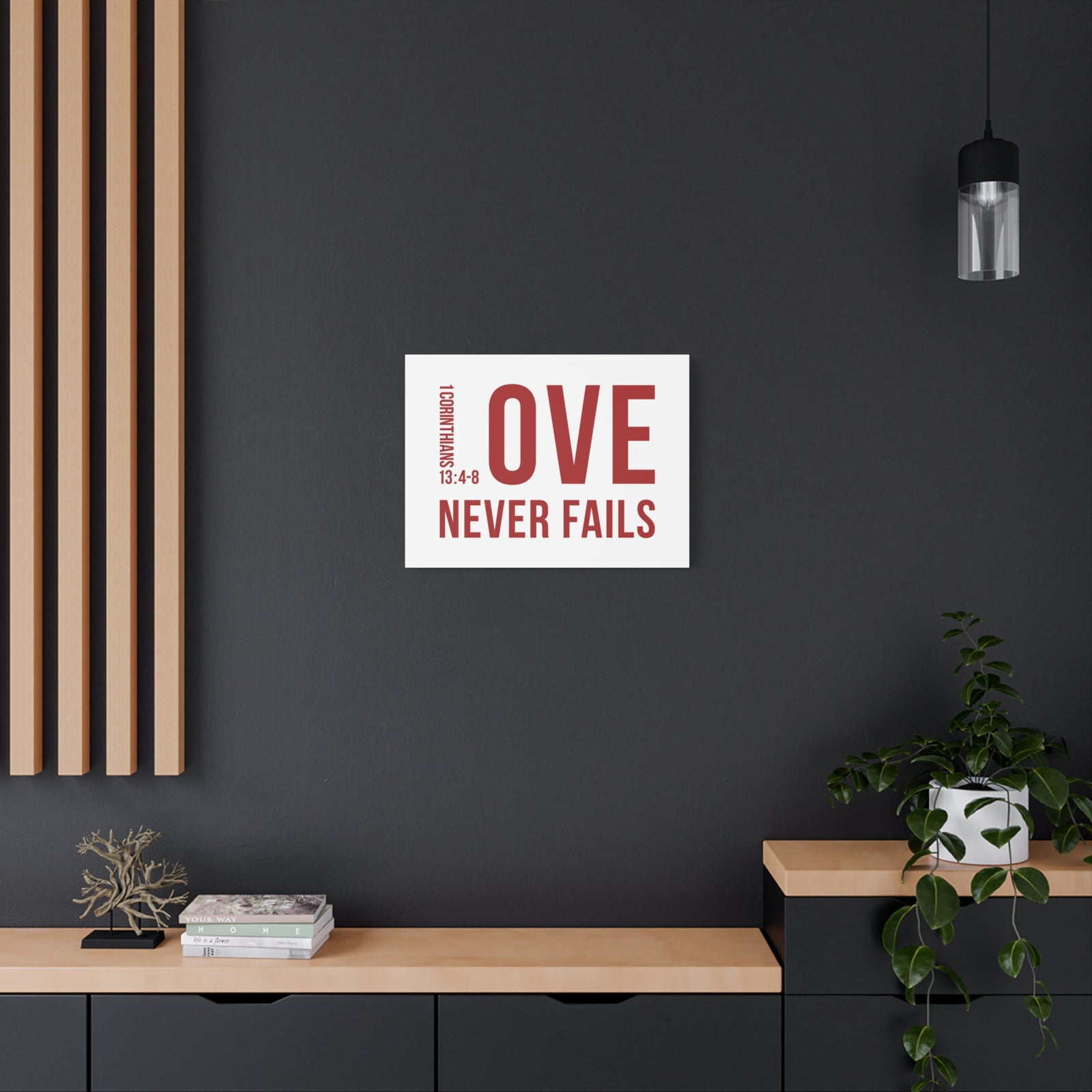 Scripture Canvas Love Never Fails 1 Corinthians 13:4-8 Christian Wall Art Bible Verse Print Ready To Hang-Express Your Love Gifts