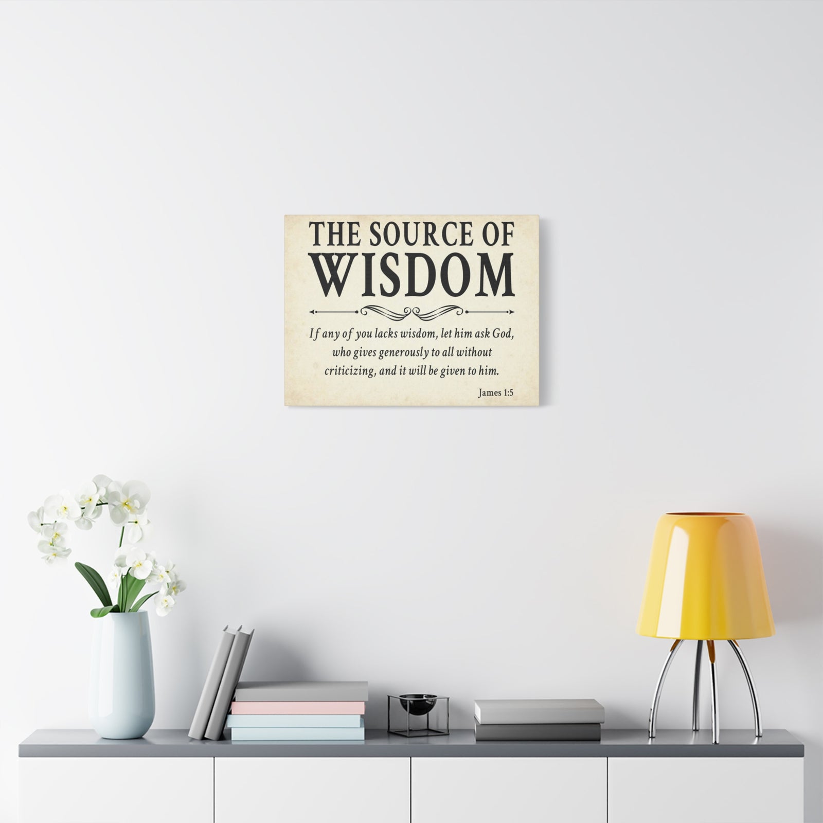 Scripture Walls James 1:5 The Source of Wisdom White Bible Verse Canvas Christian Wall Art Ready to Hang Unframed-Express Your Love Gifts