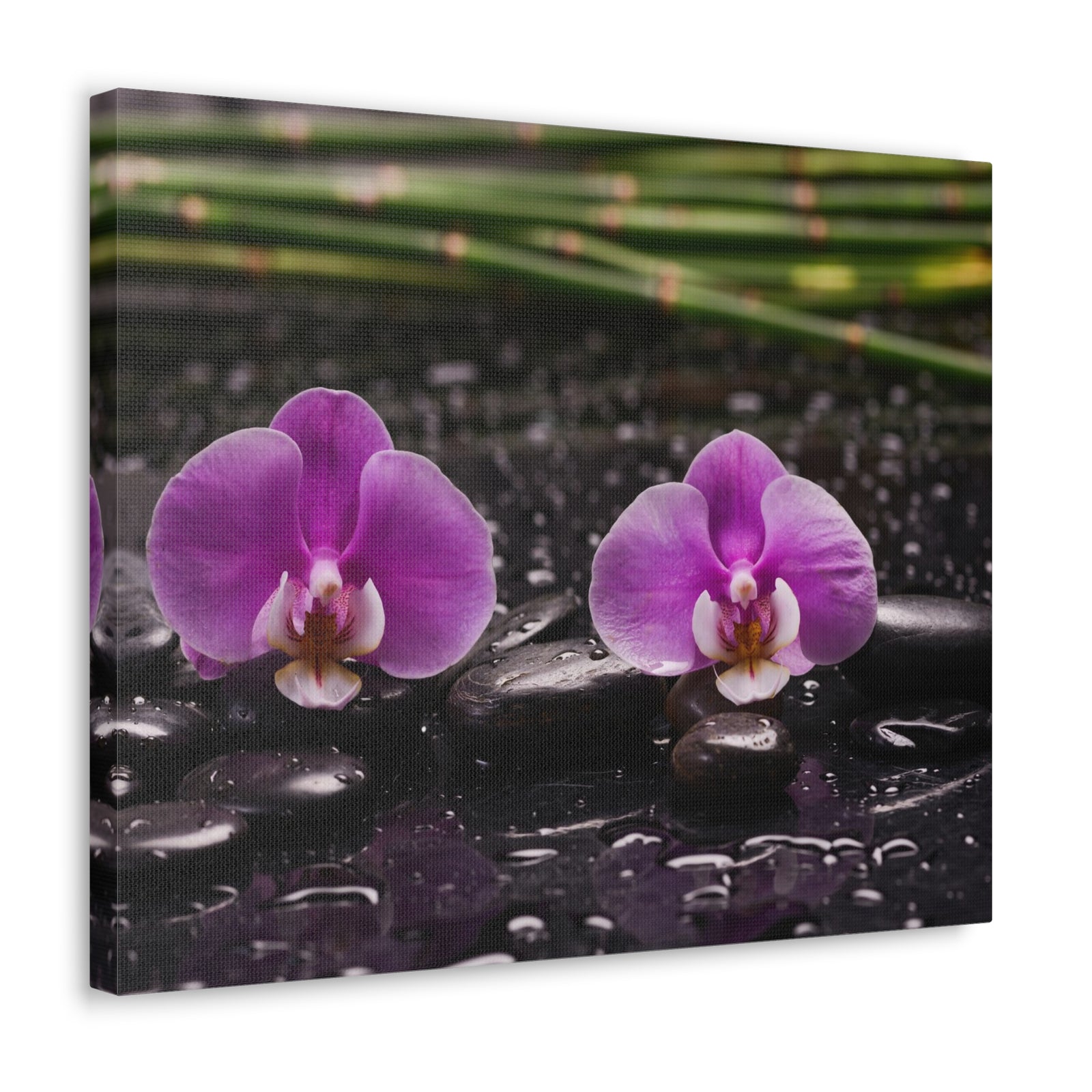 Two Pink Orchid Forest Floral Nature Photography Canvas Wall Art for Home Decor Ready-to-Hang-Express Your Love Gifts