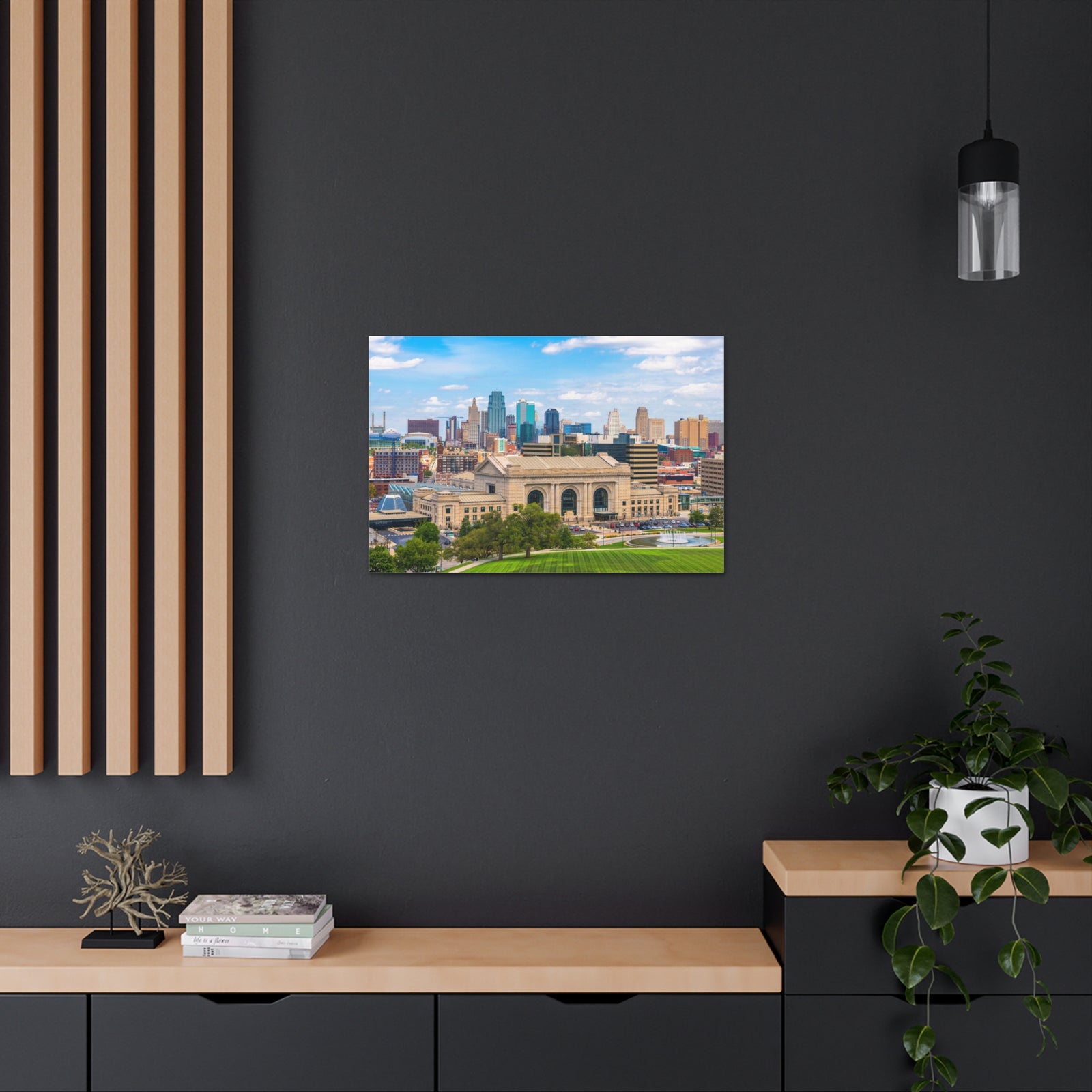 Kansas City Daytime Skyline Canvas Artwork High-Quality Breathtaking Stunning Cityscape for Home Decor Ready to Hang-Express Your Love Gifts