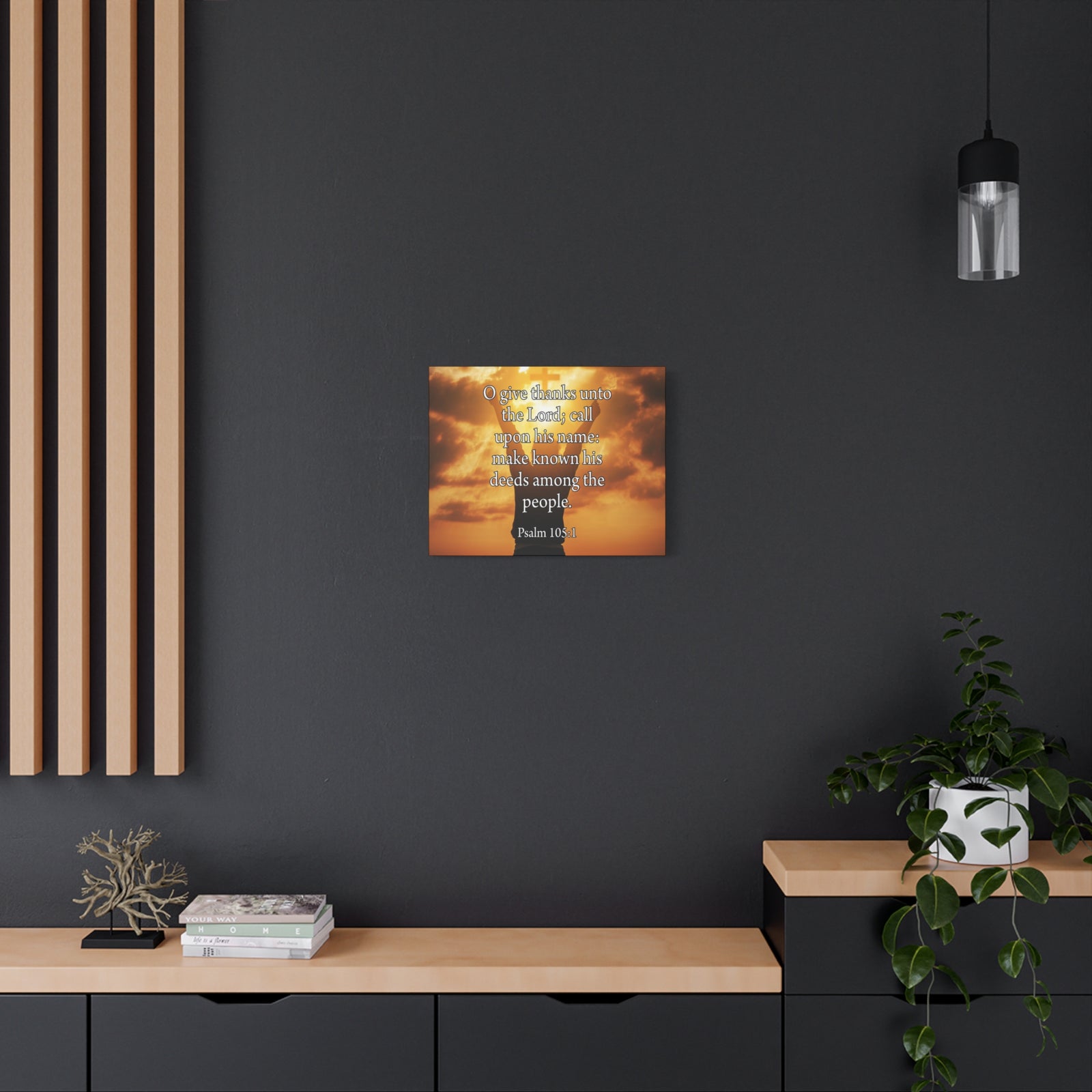 Bible Verse Canvas Give Thanks Unto the Lord Psalm 105:1Christian Home Decor Scripture Art-Express Your Love Gifts
