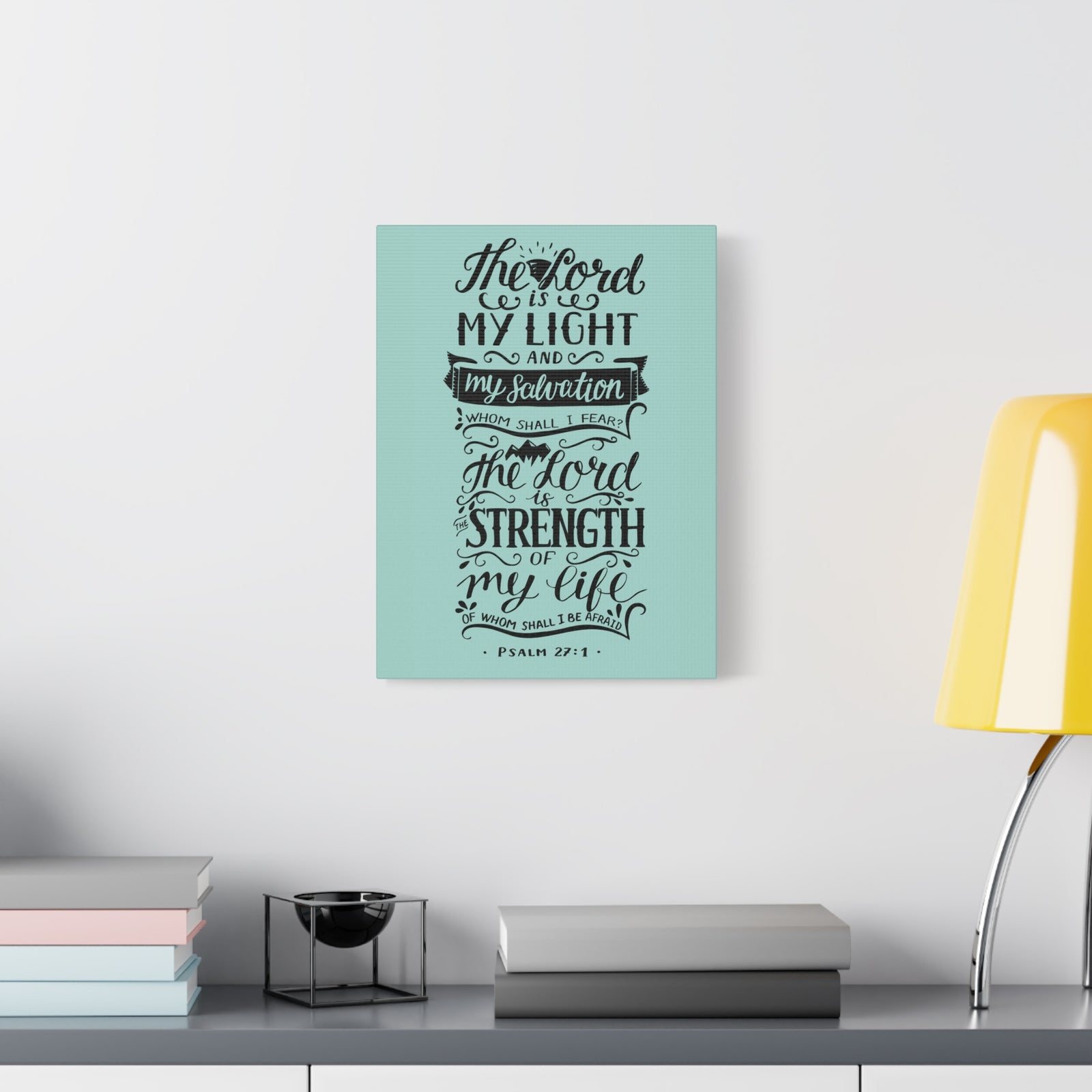 Scripture Canvas The Lord Is My Light Psalm 27 :1 Christian Wall Art Bible Verse Print Ready To Hang-Express Your Love Gifts