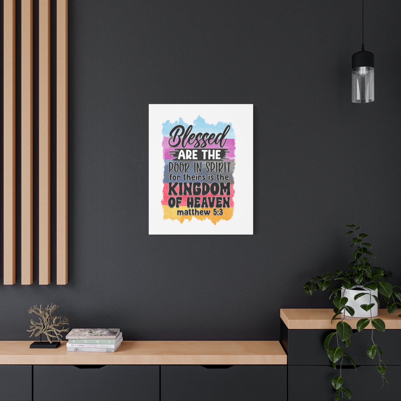 Scripture Walls Matthew 5:3 Kingdom of Heaven Colored Bible Verse Canvas Christian Wall Art Ready to Hang Unframed-Express Your Love Gifts