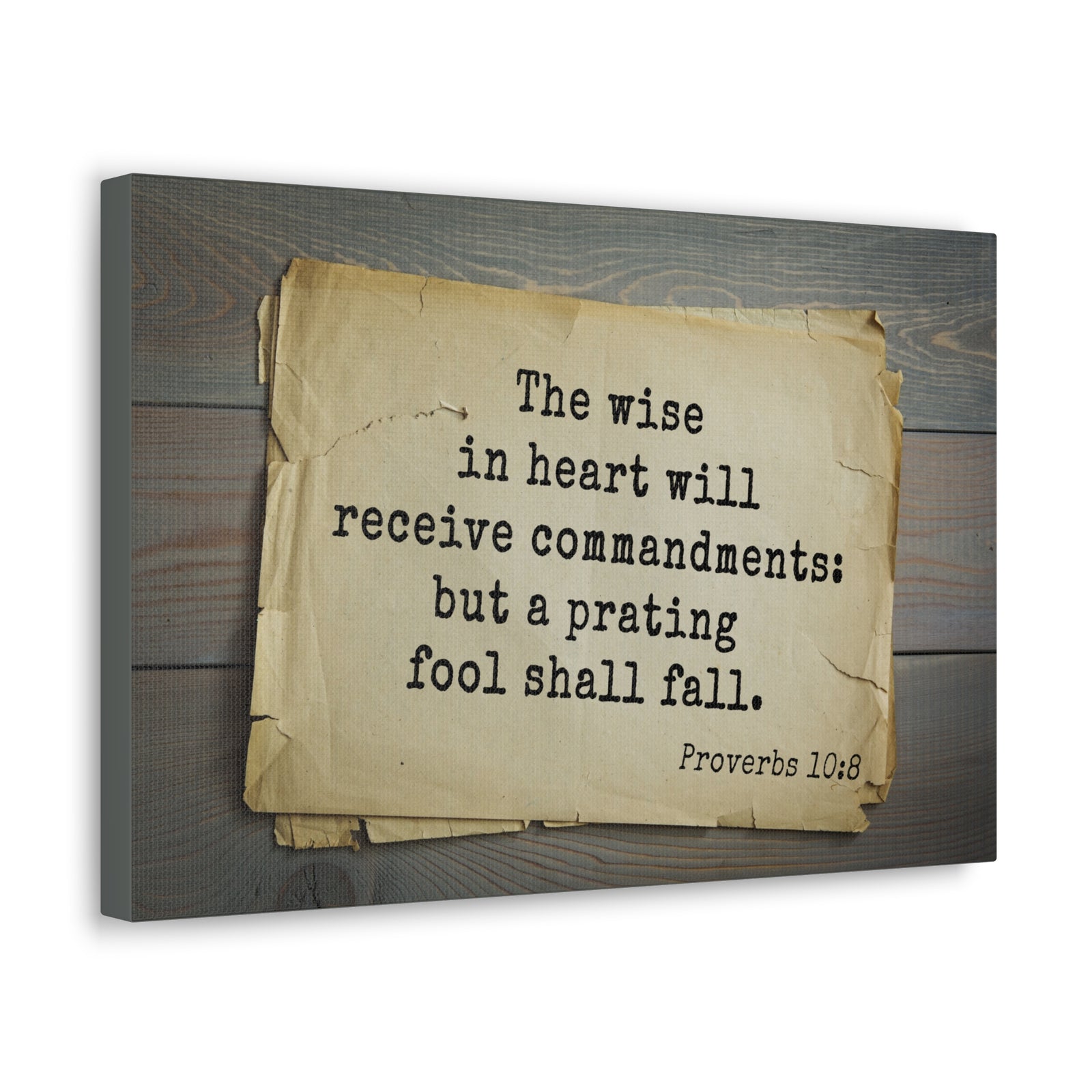 Scripture Canvas The Wise Proverbs 10:8 Christian Wall Art Bible Verse Print Ready to Hang-Express Your Love Gifts