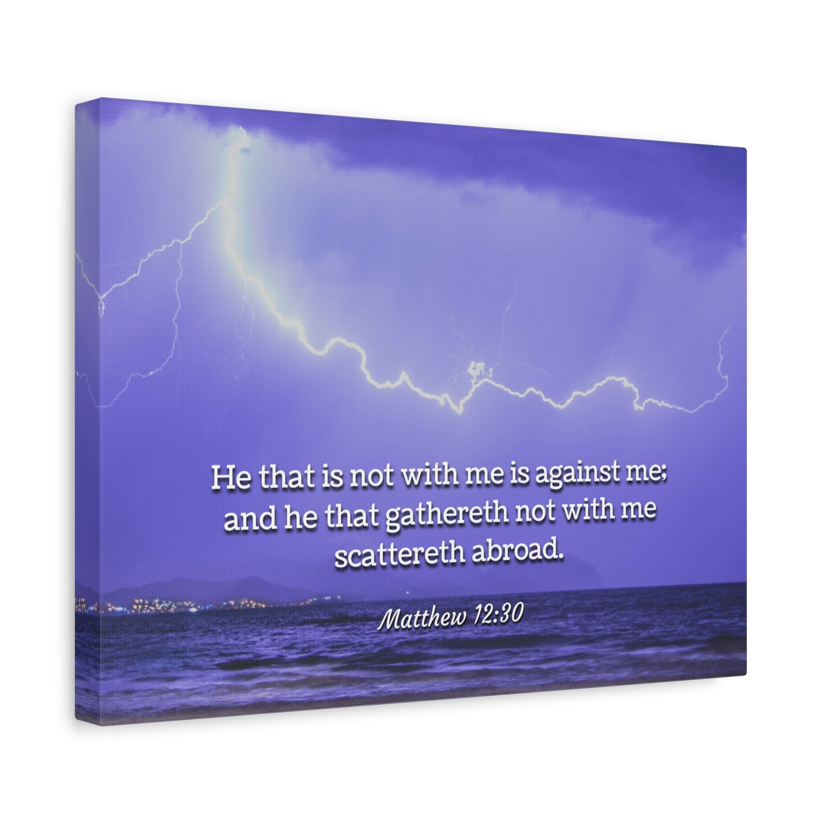 Scripture Canvas With Christ Matthew 12:30 Christian Wall Art Bible Verse Print Ready to Hang-Express Your Love Gifts