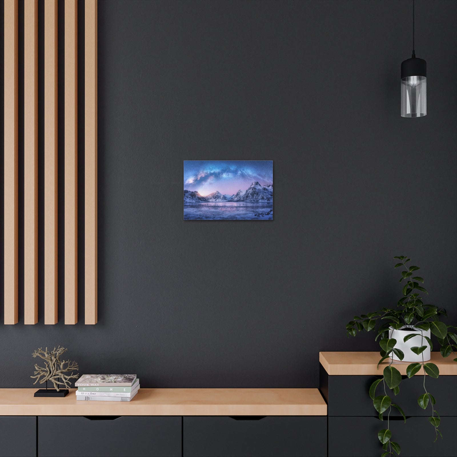 Winter Snow Mountain Lake Nature Wilderness Photography Canvas Wall Art for Home Decor Ready-to-Hang-Express Your Love Gifts