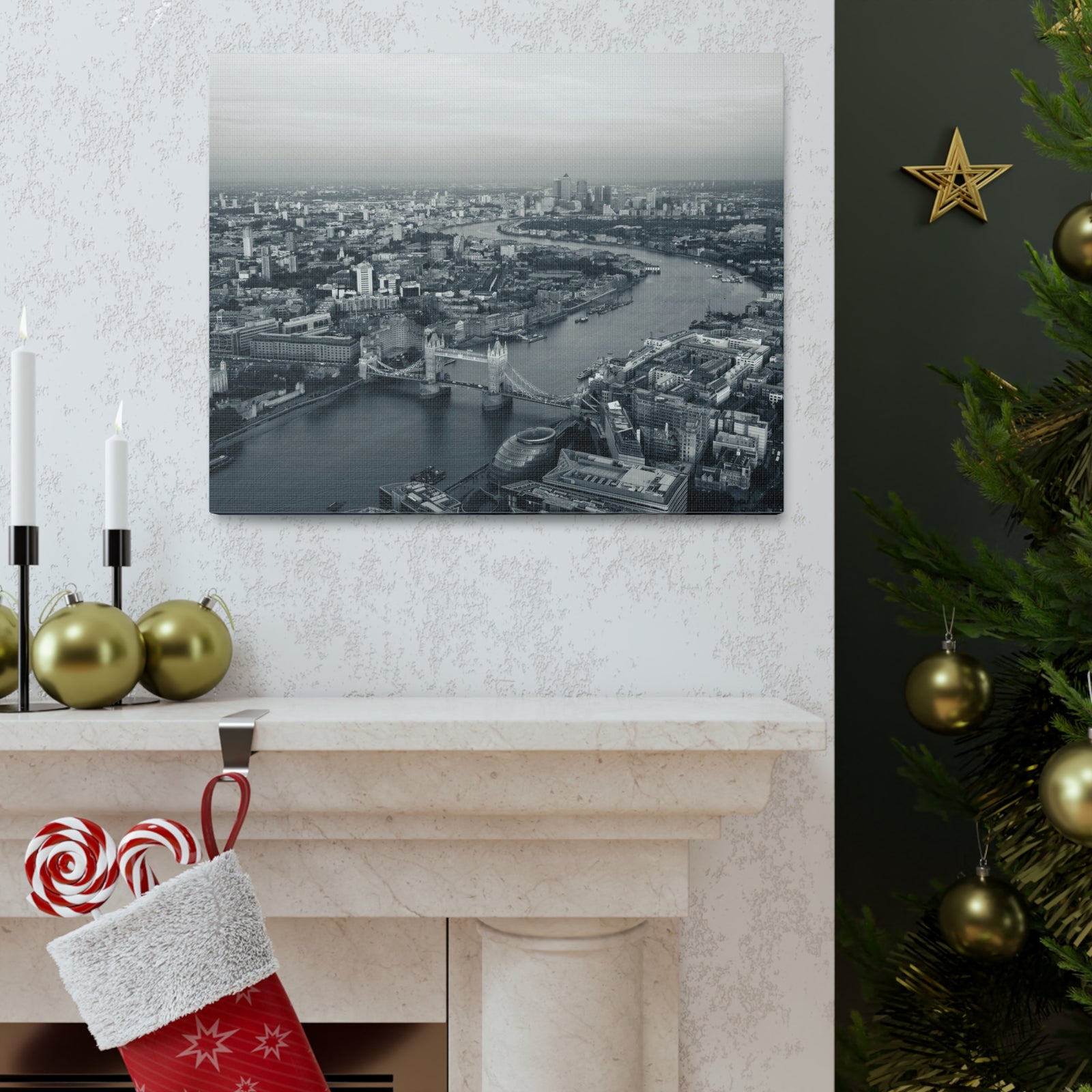 London Black And White Skyline Canvas Artwork High-Quality Breathtaking Stunning Cityscape for Home Decor Ready to Hang-Express Your Love Gifts