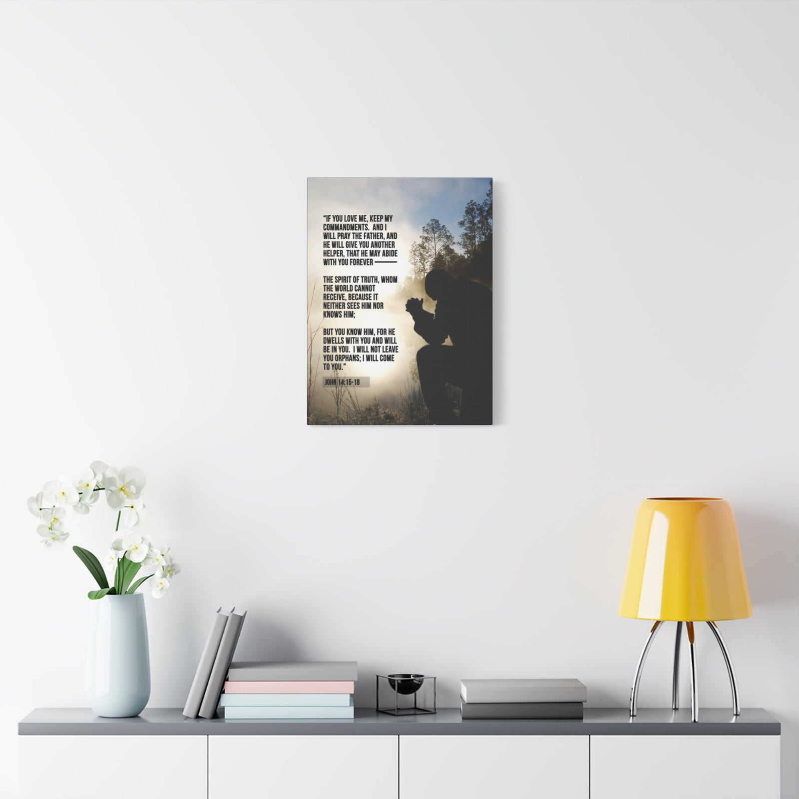 Scripture Canvas Keep my Commandments John 14:15-18 Christian Wall Art Bible Verse Print Ready to Hang-Express Your Love Gifts