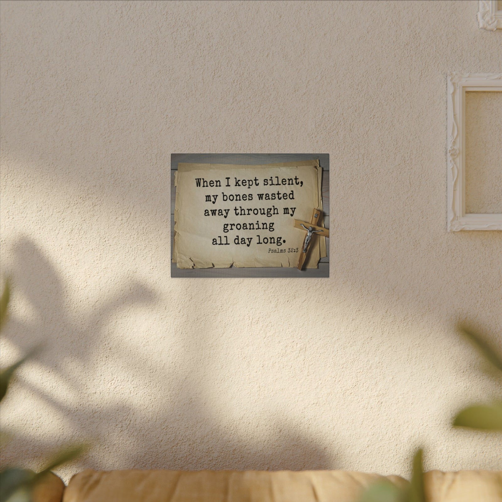Scripture Walls All Day Long Psalms 32:3 Bible Verse Canvas Christian Wall Art Ready to Hang-Express Your Love Gifts