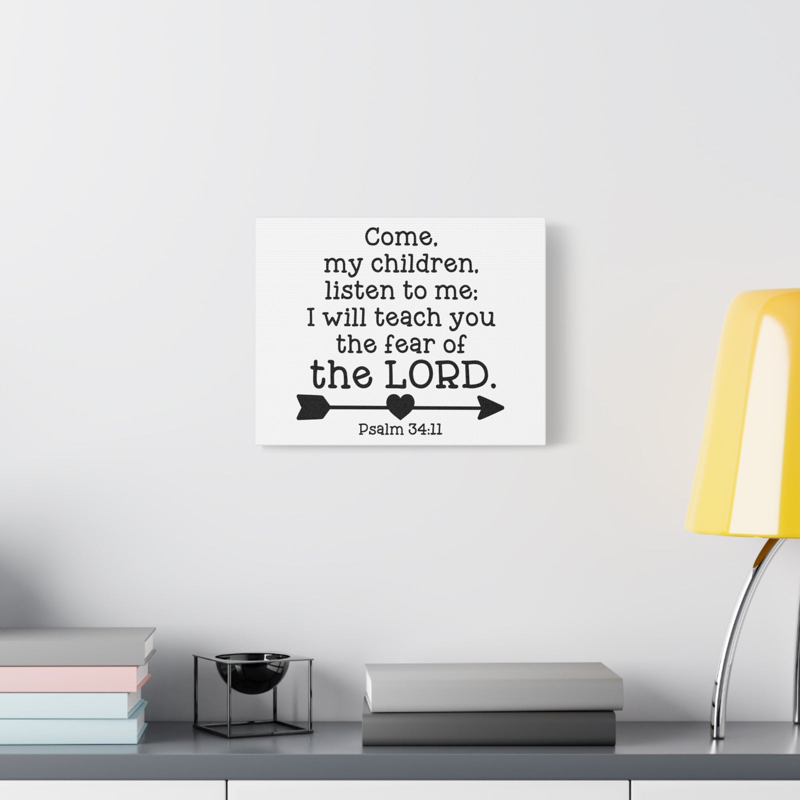 Scripture Canvas Of The Lord Psalm 34:11 Christian Wall Art Bible Verse Print Ready to Hang-Express Your Love Gifts