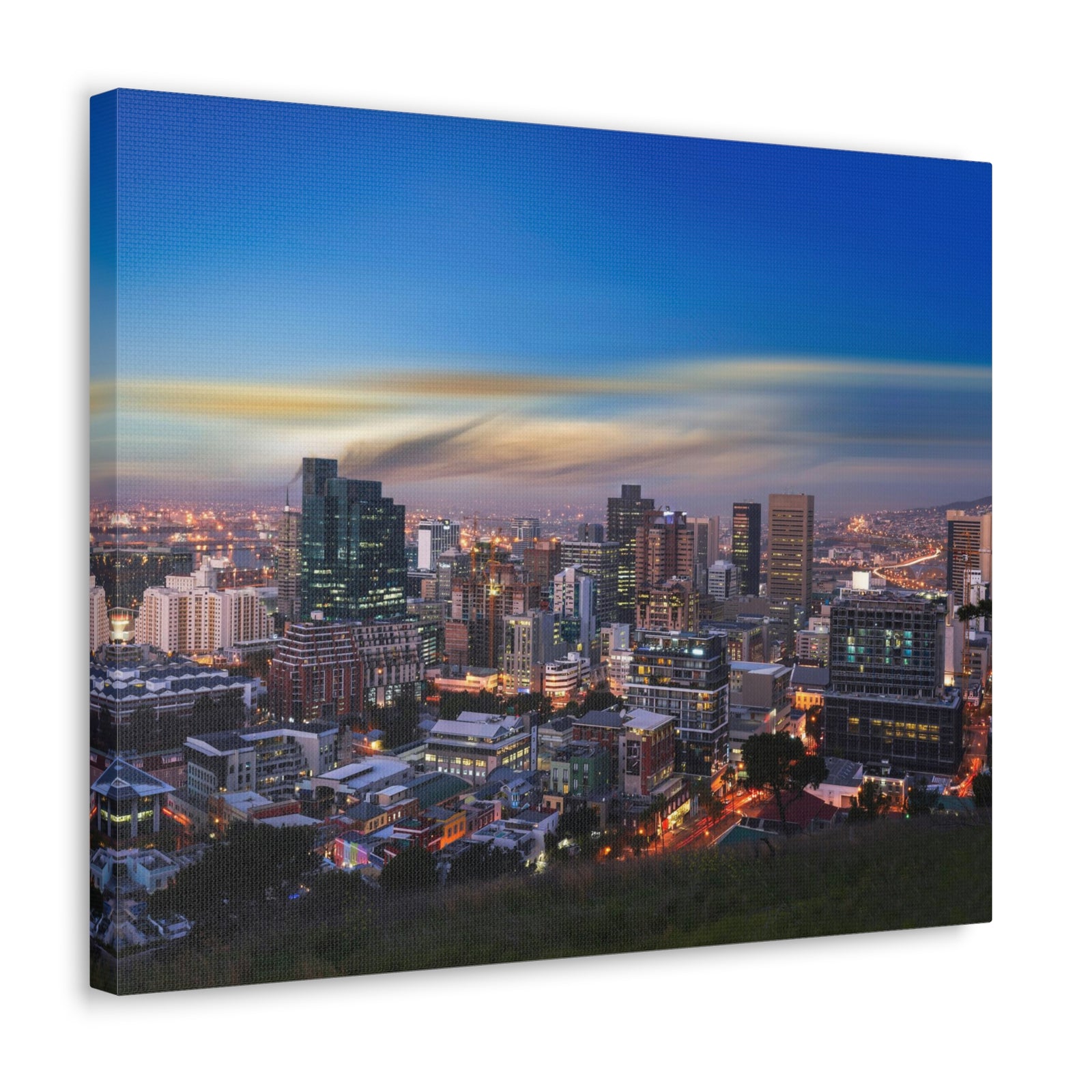 Cape Town Night Skyline Canvas Artwork High-Quality Breathtaking Stunning Cityscape for Home Decor Ready to Hang-Express Your Love Gifts