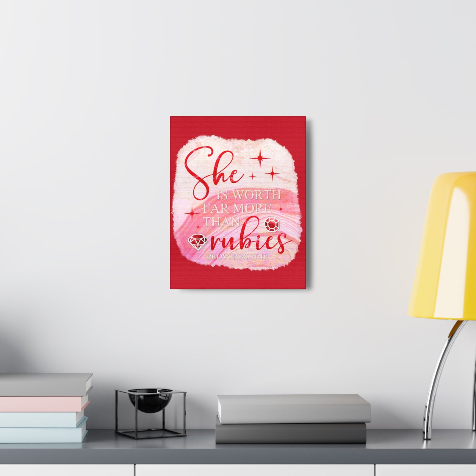 Scripture Walls Proverbs 31:10 Rubies Bible Verse Canvas Christian Wall Art Ready to Hang Unframed-Express Your Love Gifts