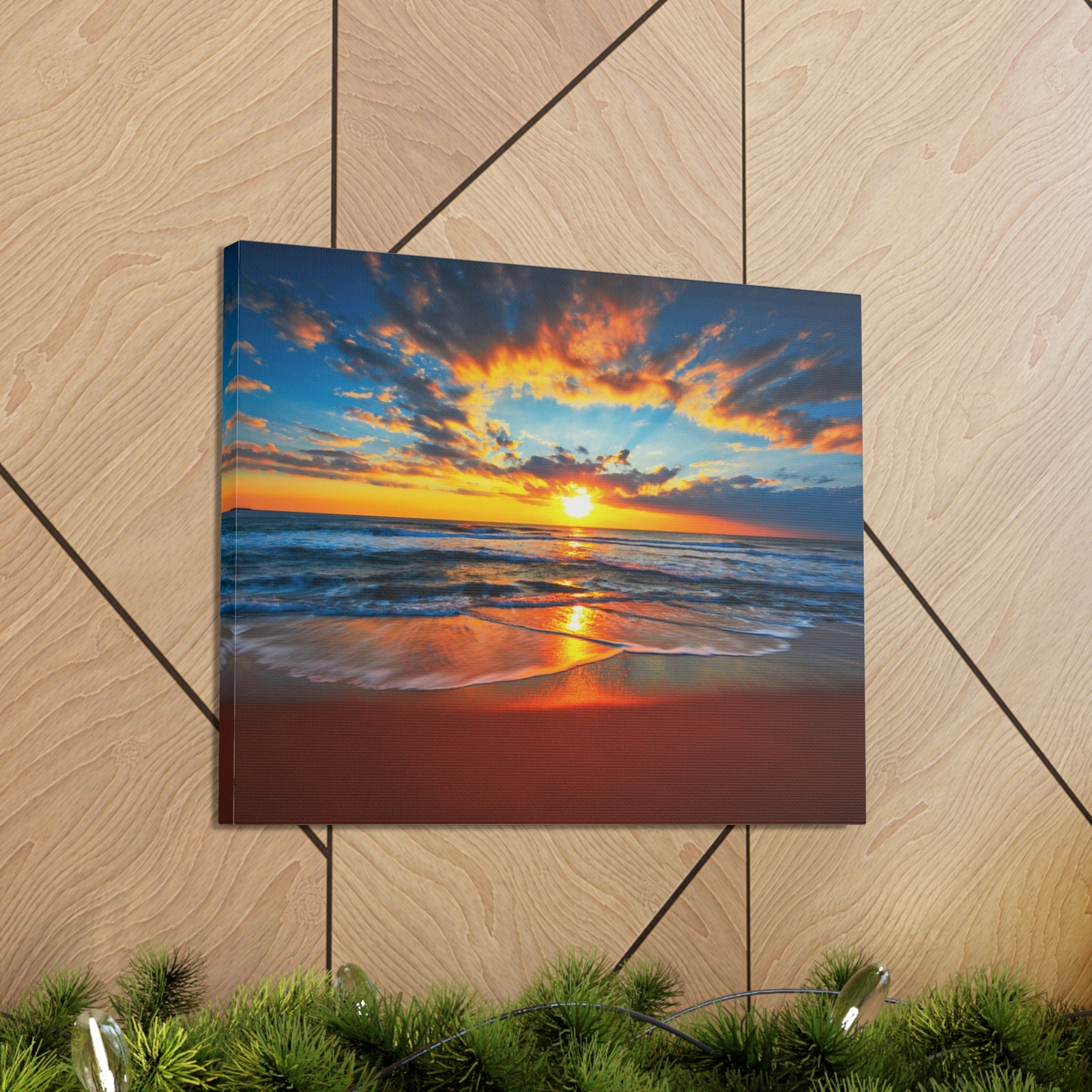 Sunrise On The Beach Ocean Canvas Wall Art for Home Decor Ready-to-Hang-Express Your Love Gifts