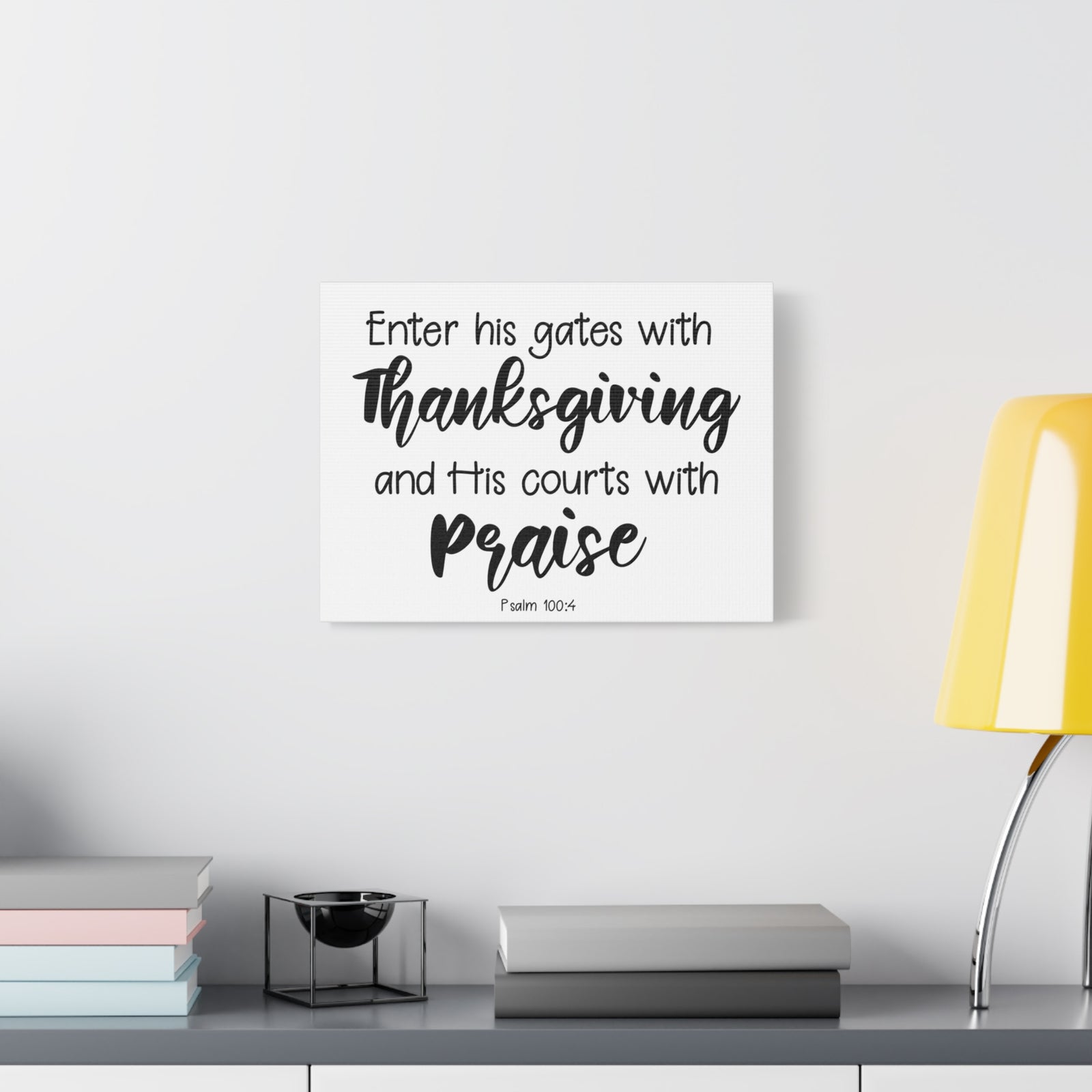 Scripture Canvas Thanksgiving Psalm 100:4 Christian Wall Art Bible Verse Print Ready to Hang-Express Your Love Gifts