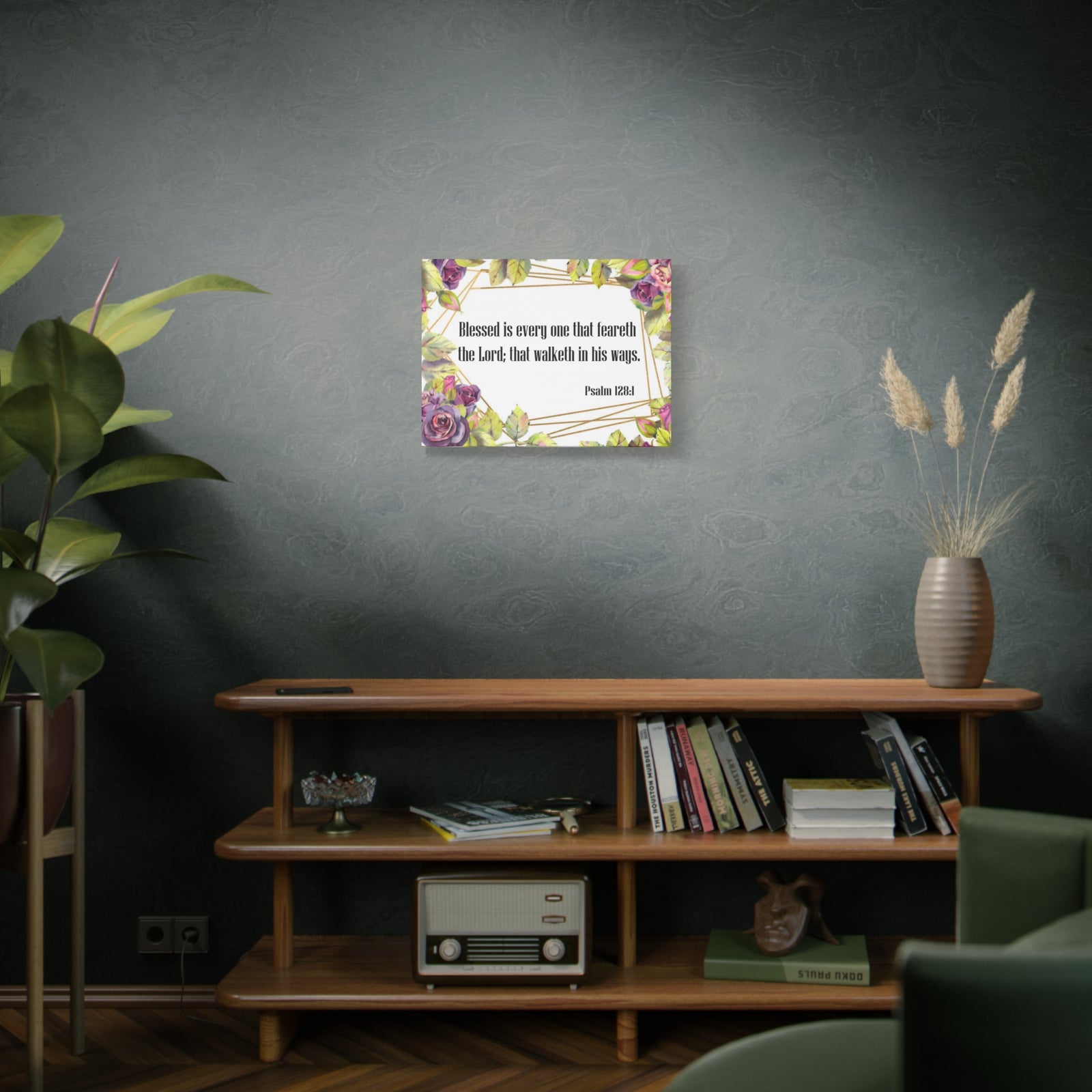 Bible Verse Canvas Blessed is Everyone Psalm 128:1 Christian Home Décor Wall Art Scripture Ready to Hang Faith Print-Express Your Love Gifts