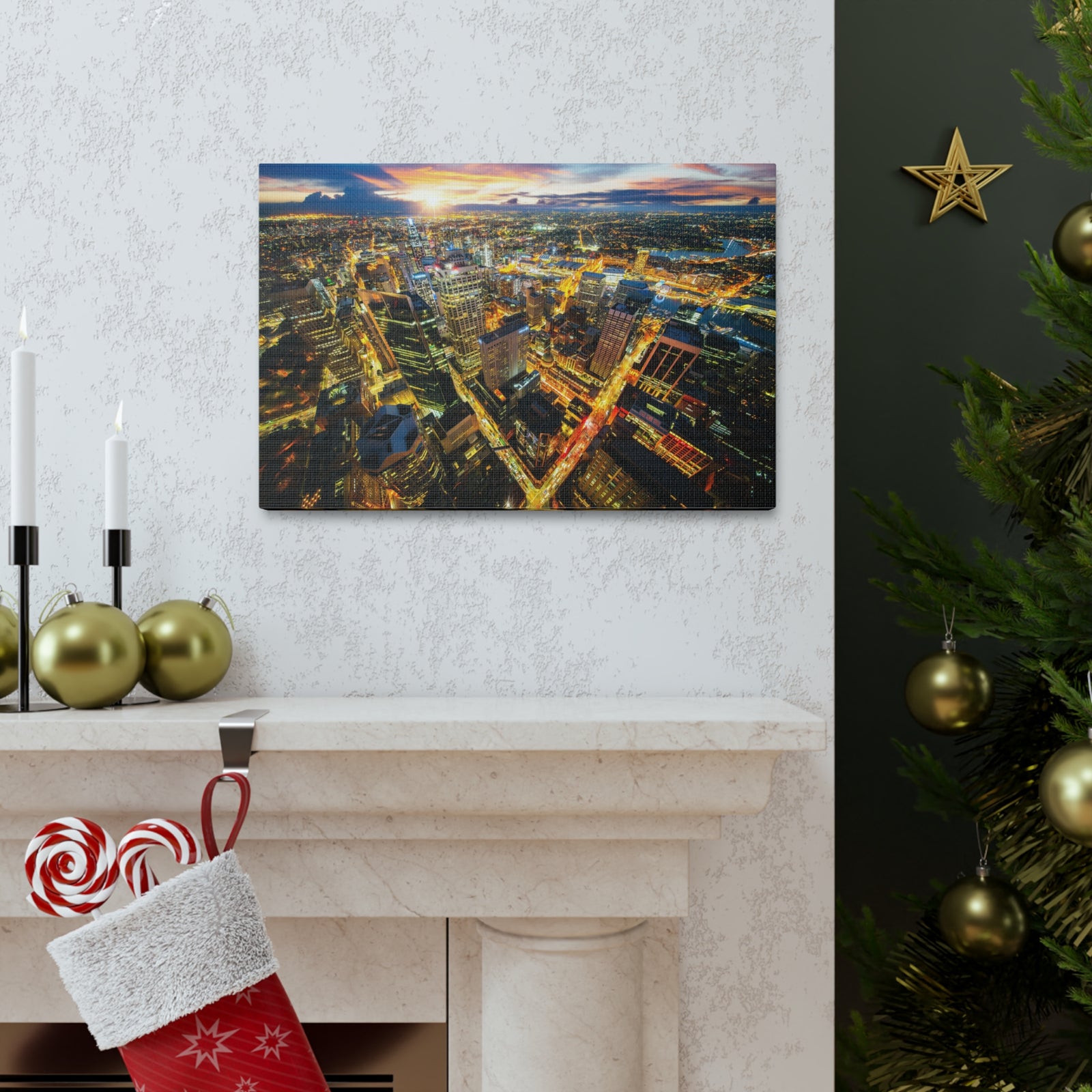 Sydney Night Skyline Canvas Artwork High-Quality Breathtaking Stunning Cityscape for Home Decor Ready to Hang-Express Your Love Gifts