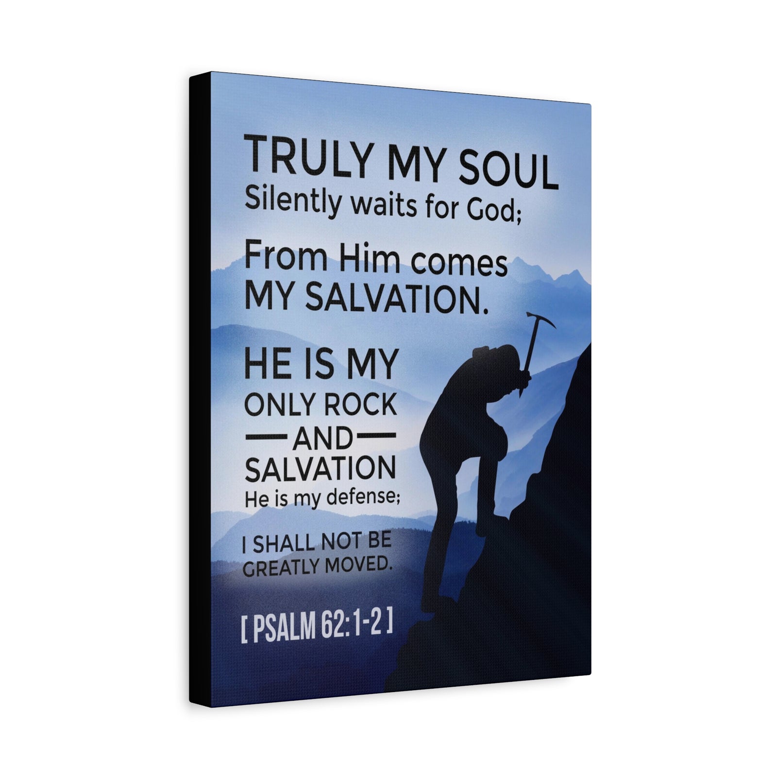 Scripture Canvas Rock And Salvation Psalm 62:1-2 Christian Wall Art Bible Verse Print Ready to Hang-Express Your Love Gifts
