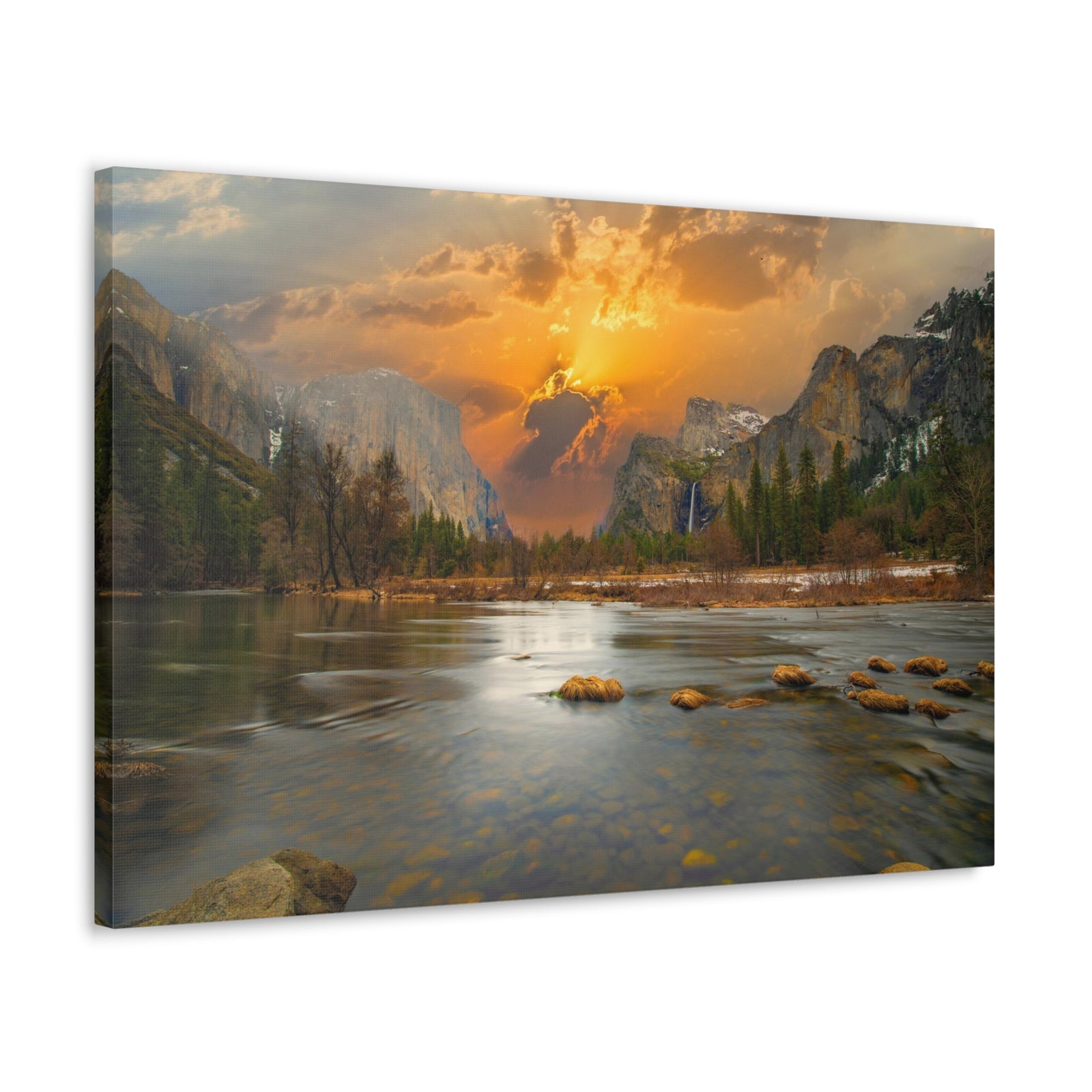 Golden Hour Over Mountain Nature Wilderness Photography Canvas Wall Art for Home Decor Ready-to-Hang-Express Your Love Gifts