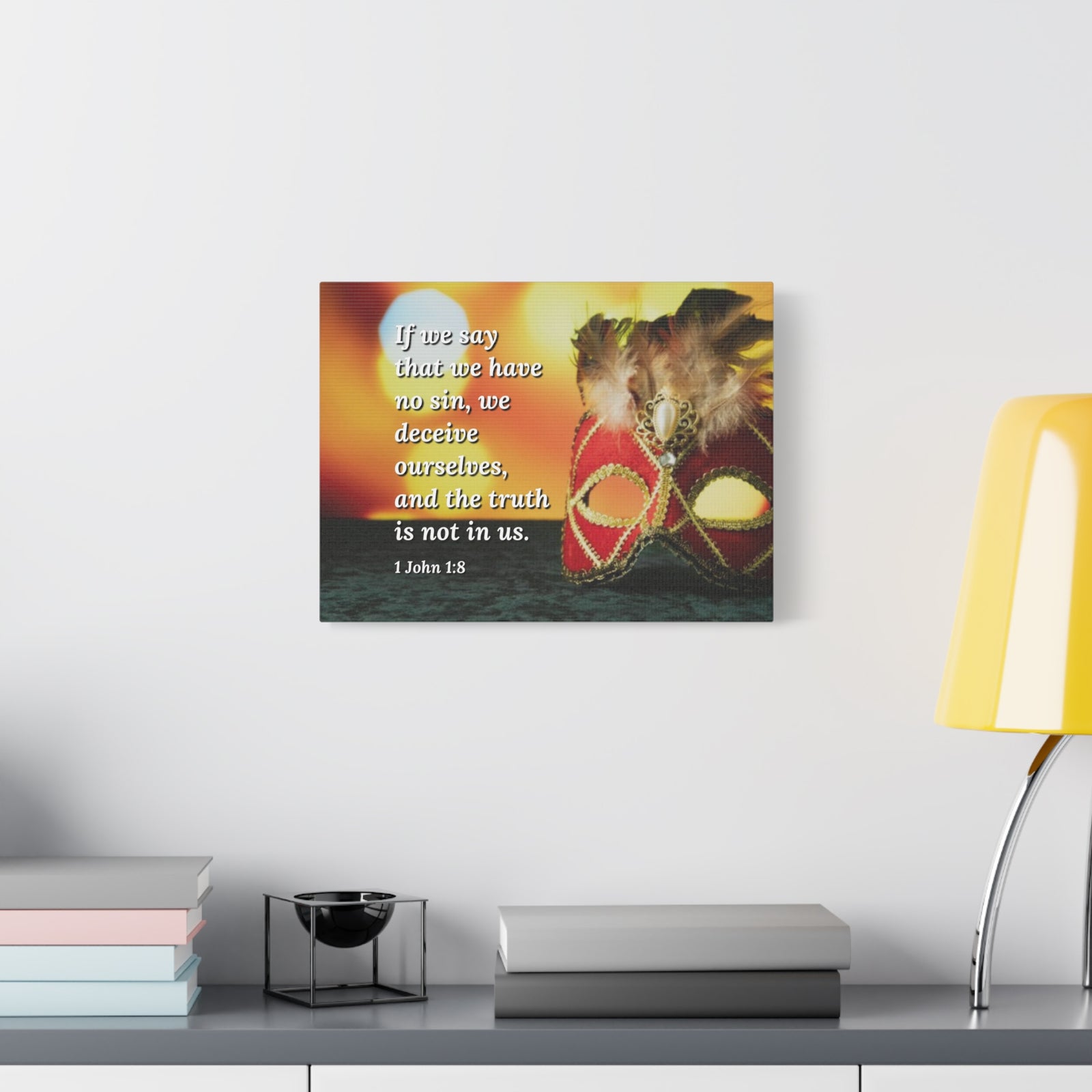 Scripture Canvas The Truth 1 John 1:8 Christian Wall Art Bible Verse Print Ready to Hang-Express Your Love Gifts