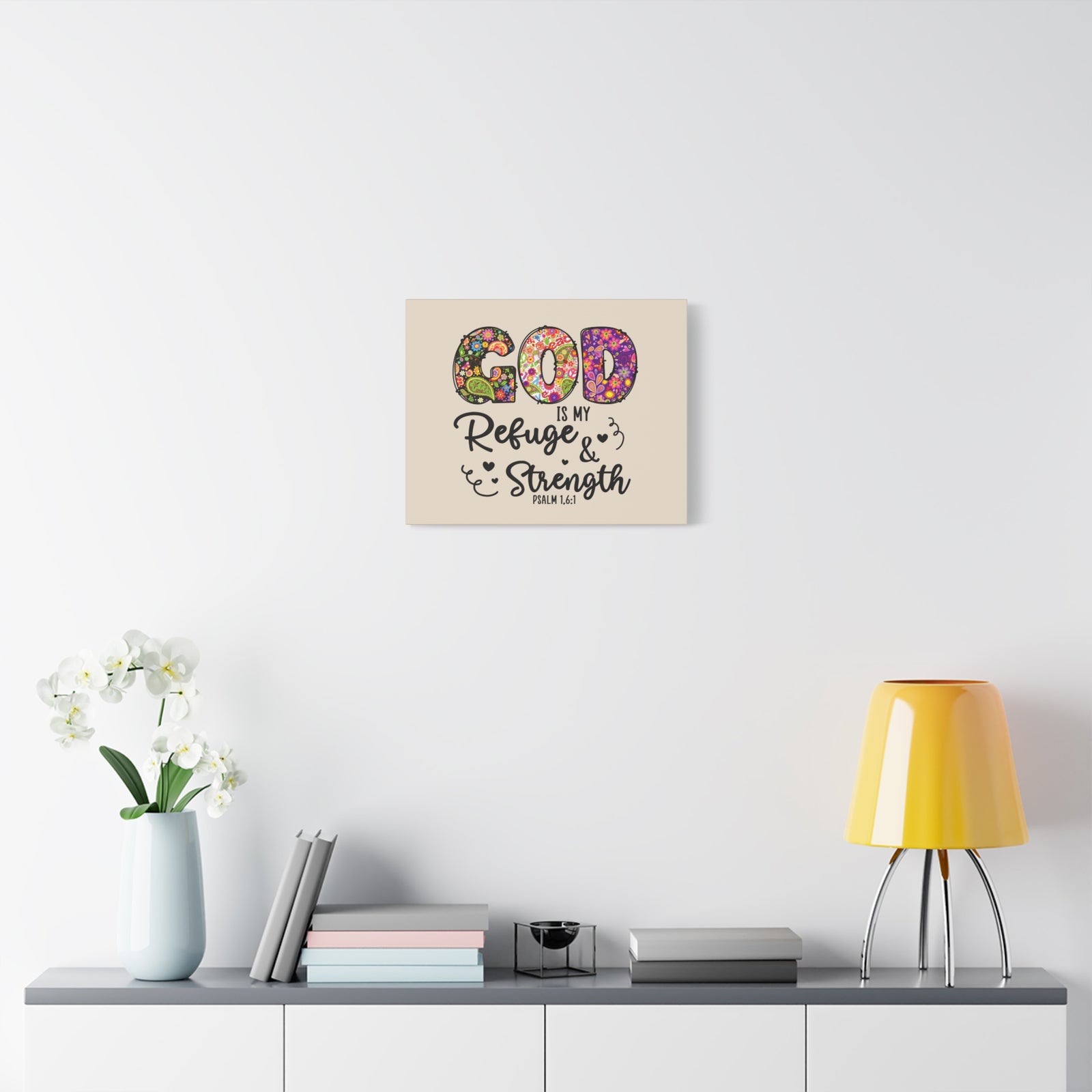 Scripture Walls Refuge & Strength Psalm 1,6:1 Floral Bible Verse Canvas Christian Wall Art Ready to Hang-Express Your Love Gifts