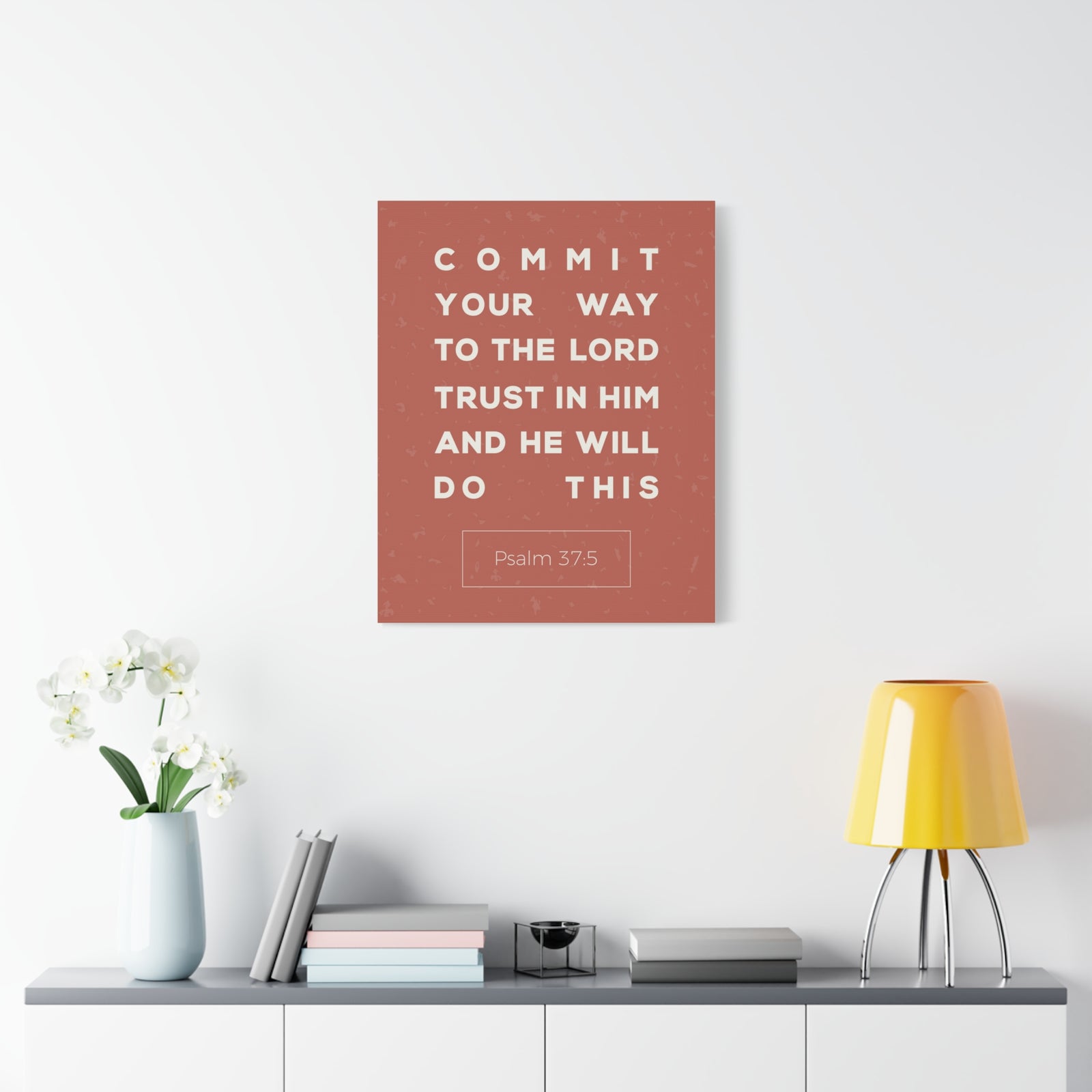 Scripture Canvas Commit Your Way Psalm 37:5 Christian Wall Art Bible Verse Print Ready To Hang-Express Your Love Gifts