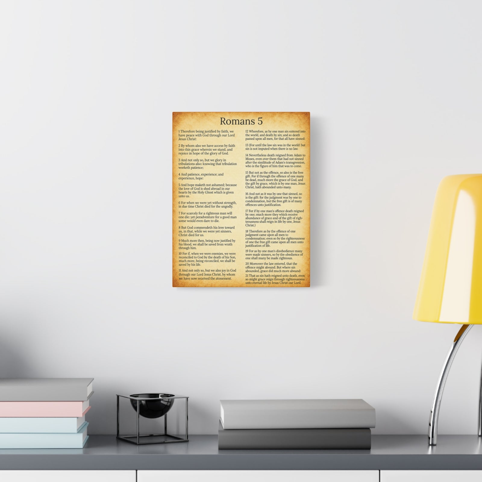 Scripture Walls Romans 5 Gold Christian Wall Art Print Ready to Hang Unframed-Express Your Love Gifts