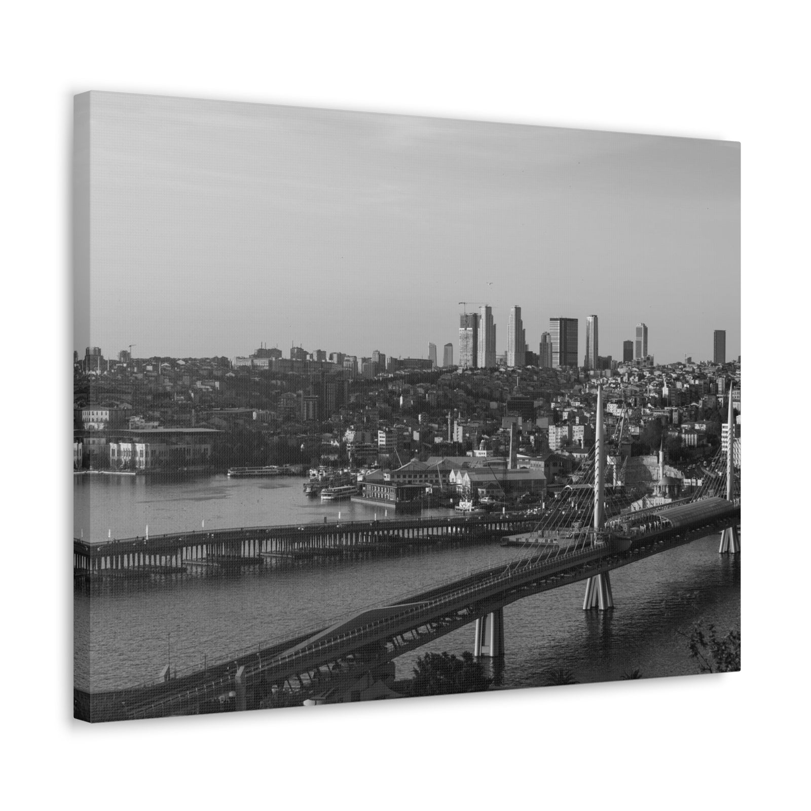 Istanbul Black And White Skyline Canvas Artwork High-Quality Breathtaking Stunning Cityscape for Home Decor Ready to Hang-Express Your Love Gifts