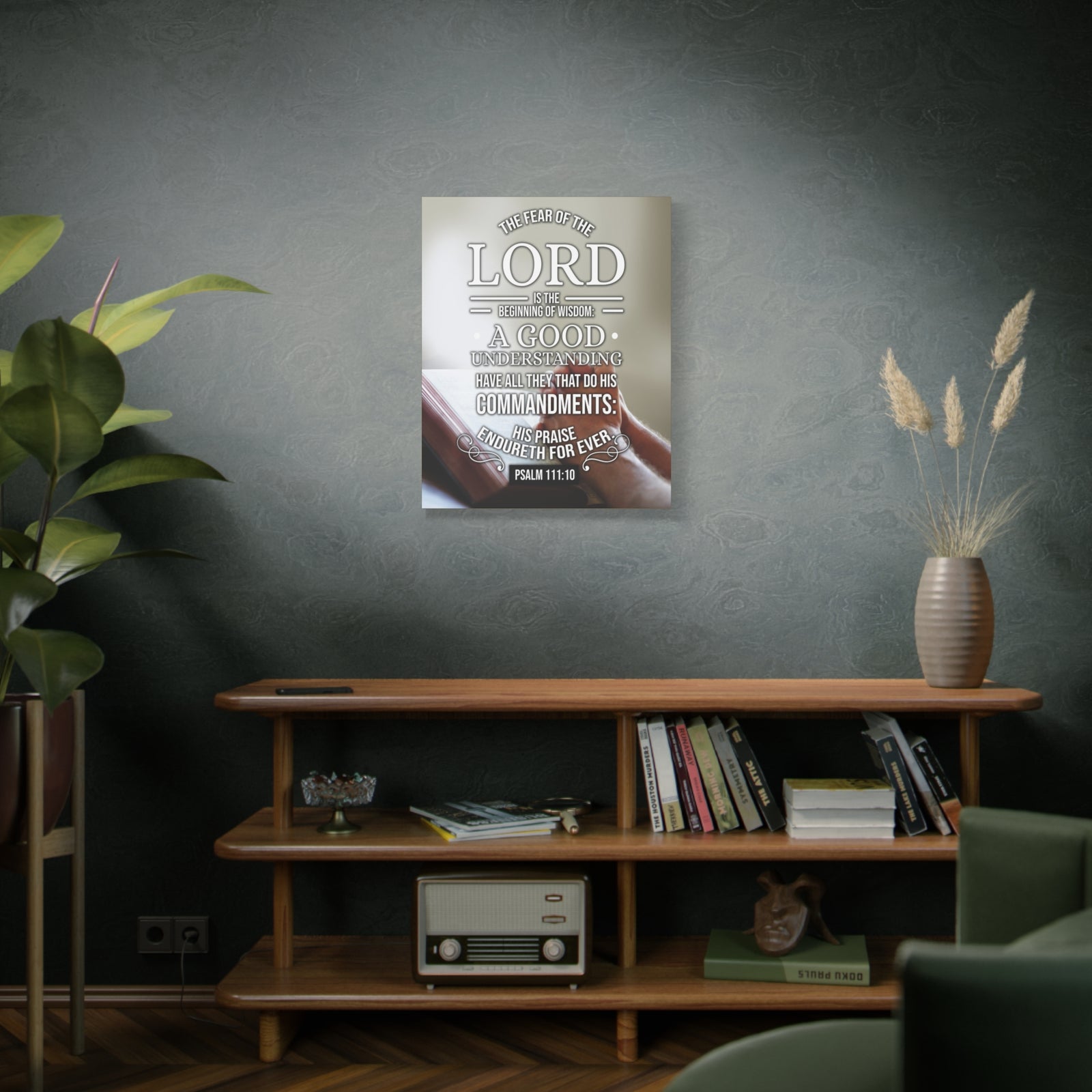 Scripture Canvas The Fear of The Lord Psalm 111:10 Christian Wall Art Bible Verse Print Ready to Hang-Express Your Love Gifts