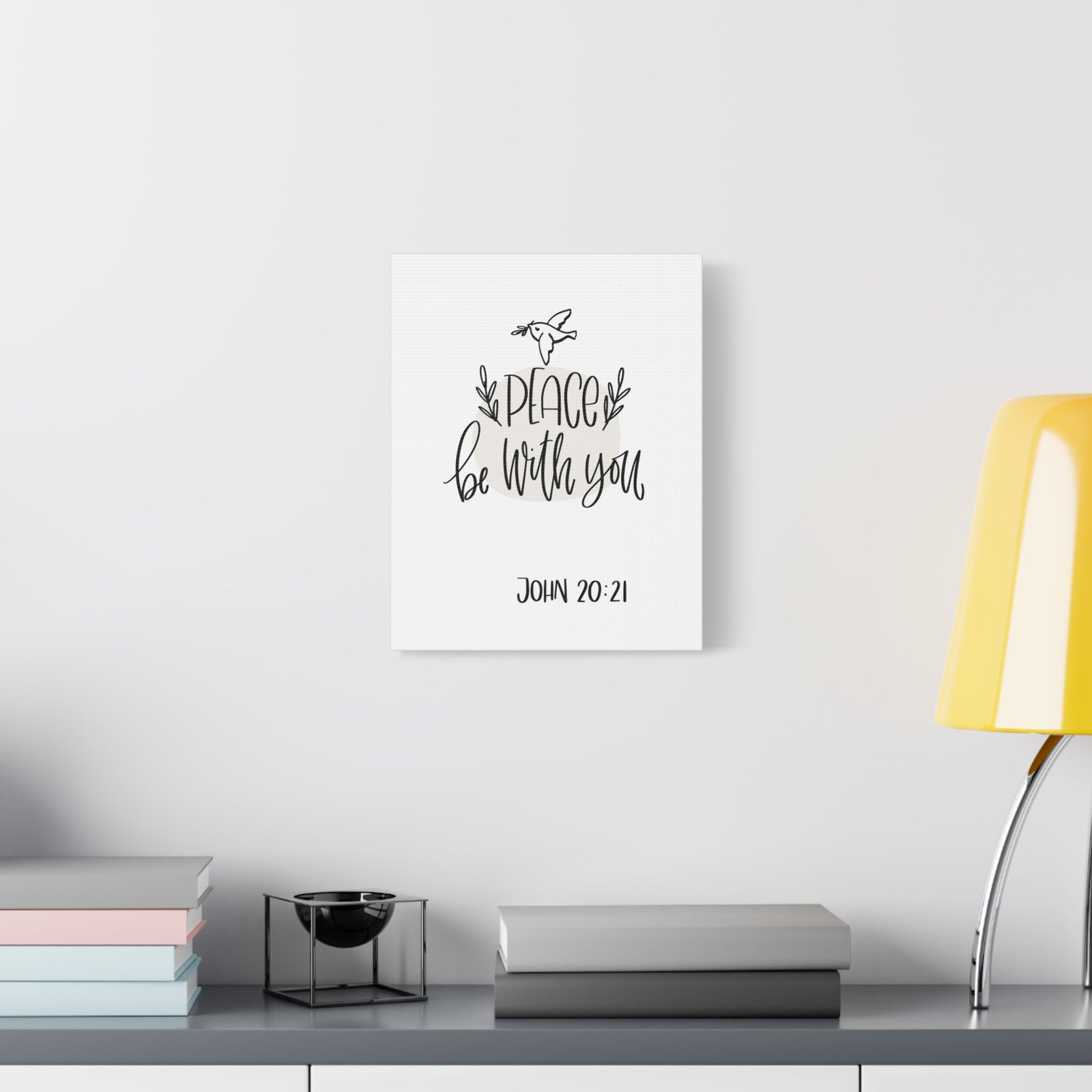 Scripture Canvas Peace Be With You John 20:21 Christian Wall Art Bible Verse Print Ready To Hang-Express Your Love Gifts