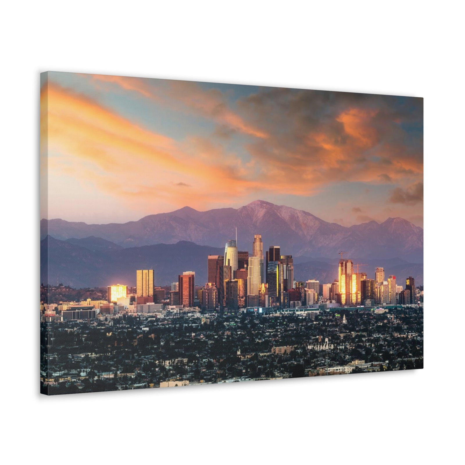 Los Angeles Daytime Skyline Canvas Artwork High-Quality Breathtaking Stunning Cityscape for Home Decor Ready to Hang-Express Your Love Gifts