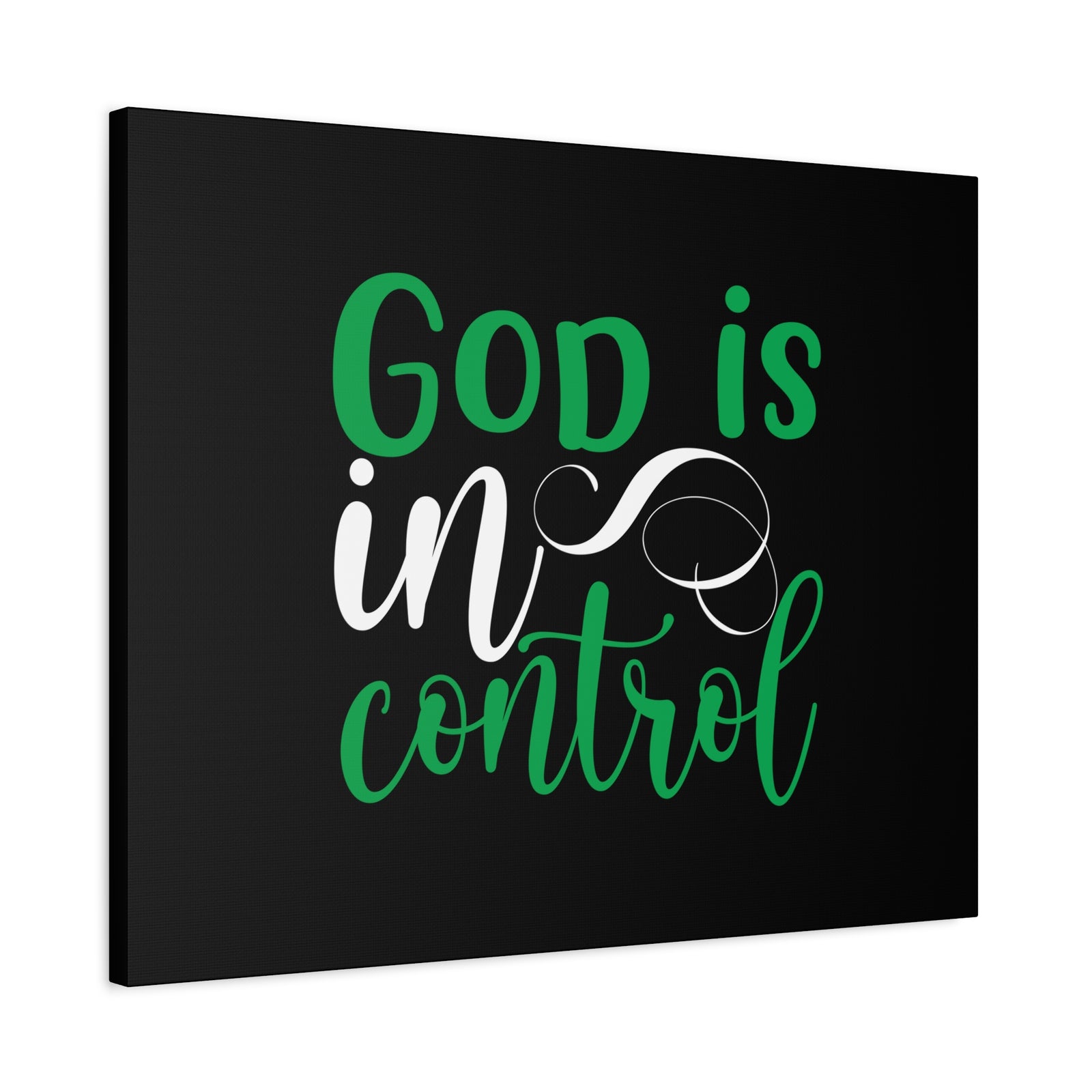 Scripture Canvas God Is In Control Psalm 27:1 Green Christian Wall Art Bible Verse Print Ready to Hang-Express Your Love Gifts