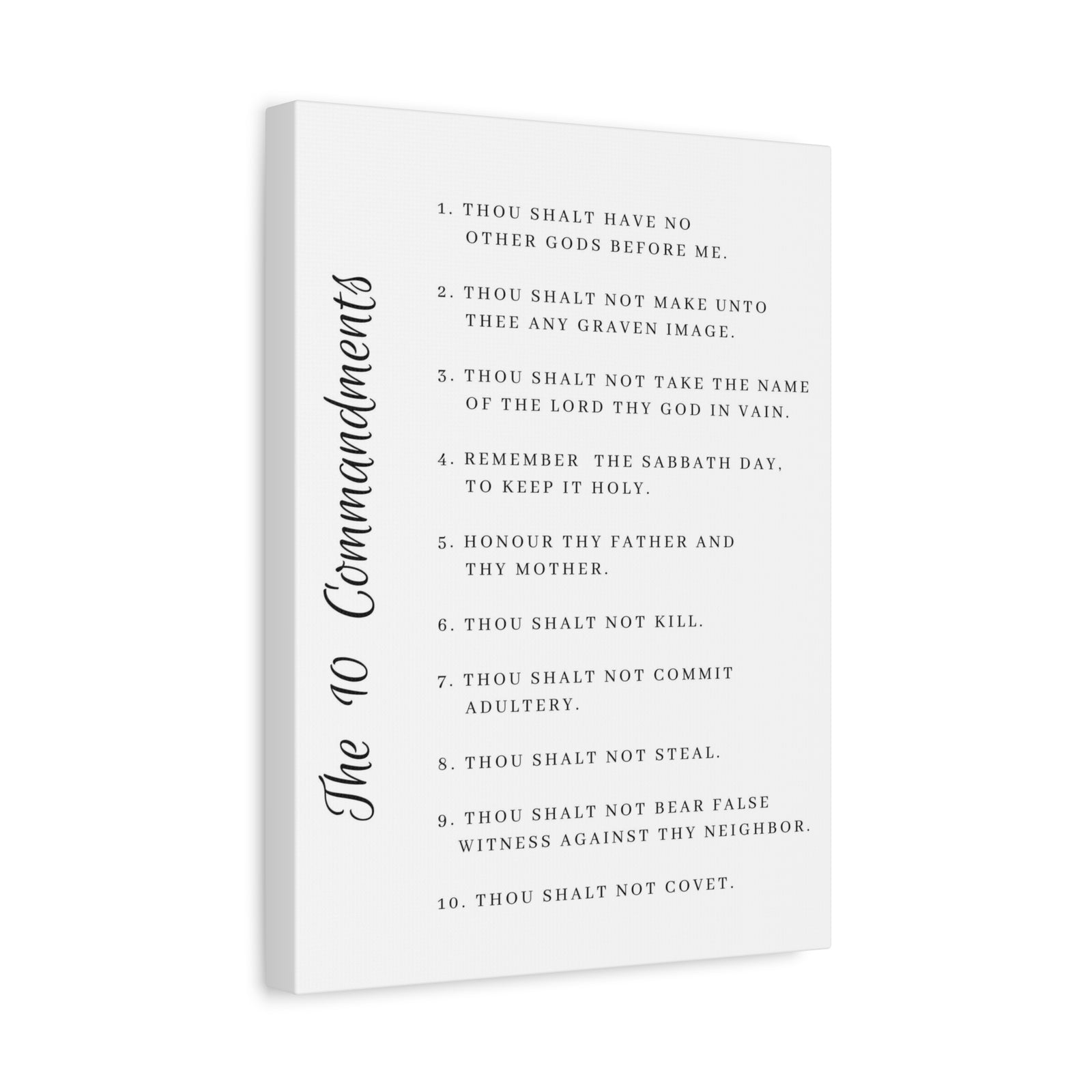 Scripture Canvas 10 Commandments White Side Christian Wall Art Print Ready to Hang-Express Your Love Gifts