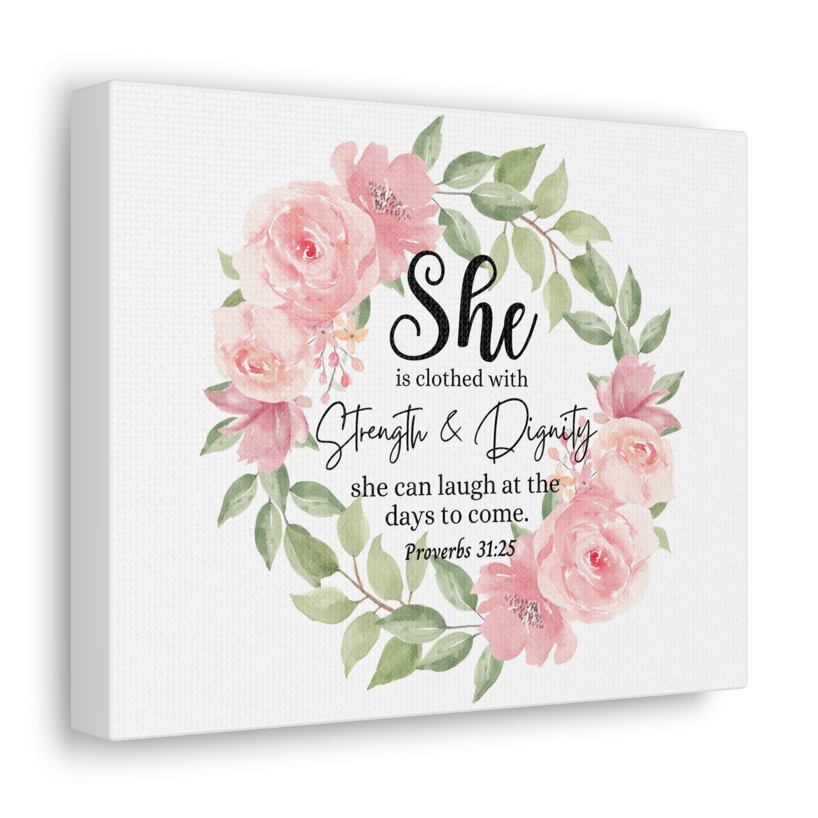 Scripture Walls Proverbs 31:25 She Has Strength and Dignity Bible Verse Canvas Christian Wall Art Ready to Hang Unframed-Express Your Love Gifts