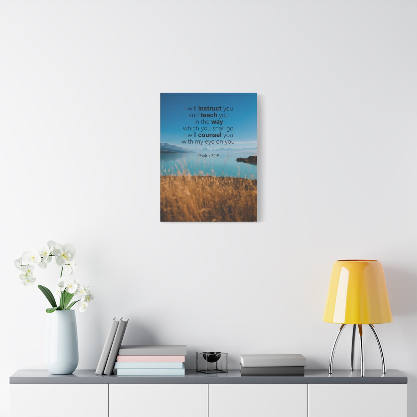 Scripture Canvas God's Instruction Psalm 32:8 Christian Wall Art Bible Verse Print Ready to Hang-Express Your Love Gifts
